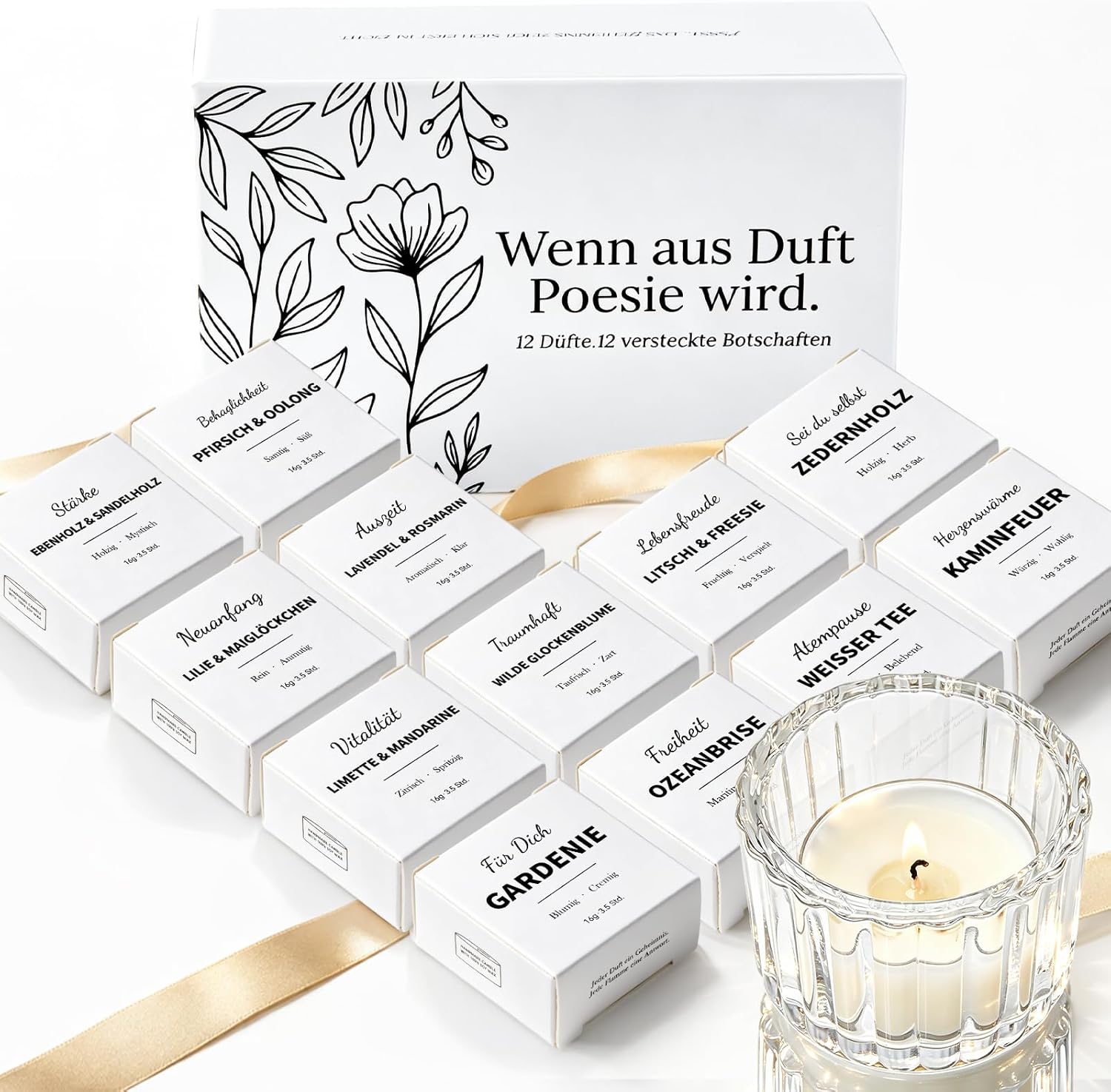 Duftkerzen-Geschenke für Frauen, 12 Stück, versteckte Botschaft erscheint beim Brennen, personalisierte Rituale-Idee, kleines, lustiges Geburtstagsgeschenk-Set für Freundin, Partner, Muttertagsgeschenk