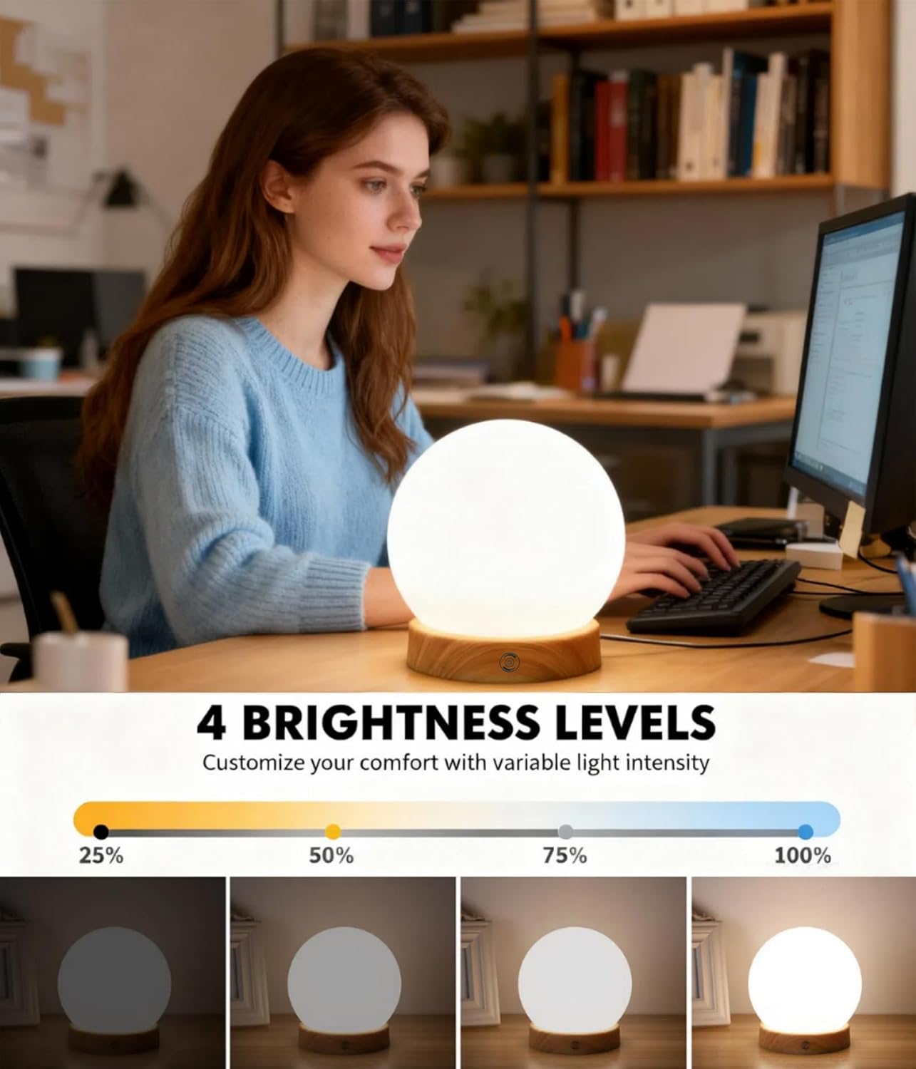 Tageslichtlampe, Simulation von Tageslicht, flimmer- und UV-freie LED-Technologie, Tageslichtlampe mit Fernbedienung, 3 Farbtemperaturen, Dimmer und Timer – Bild 3