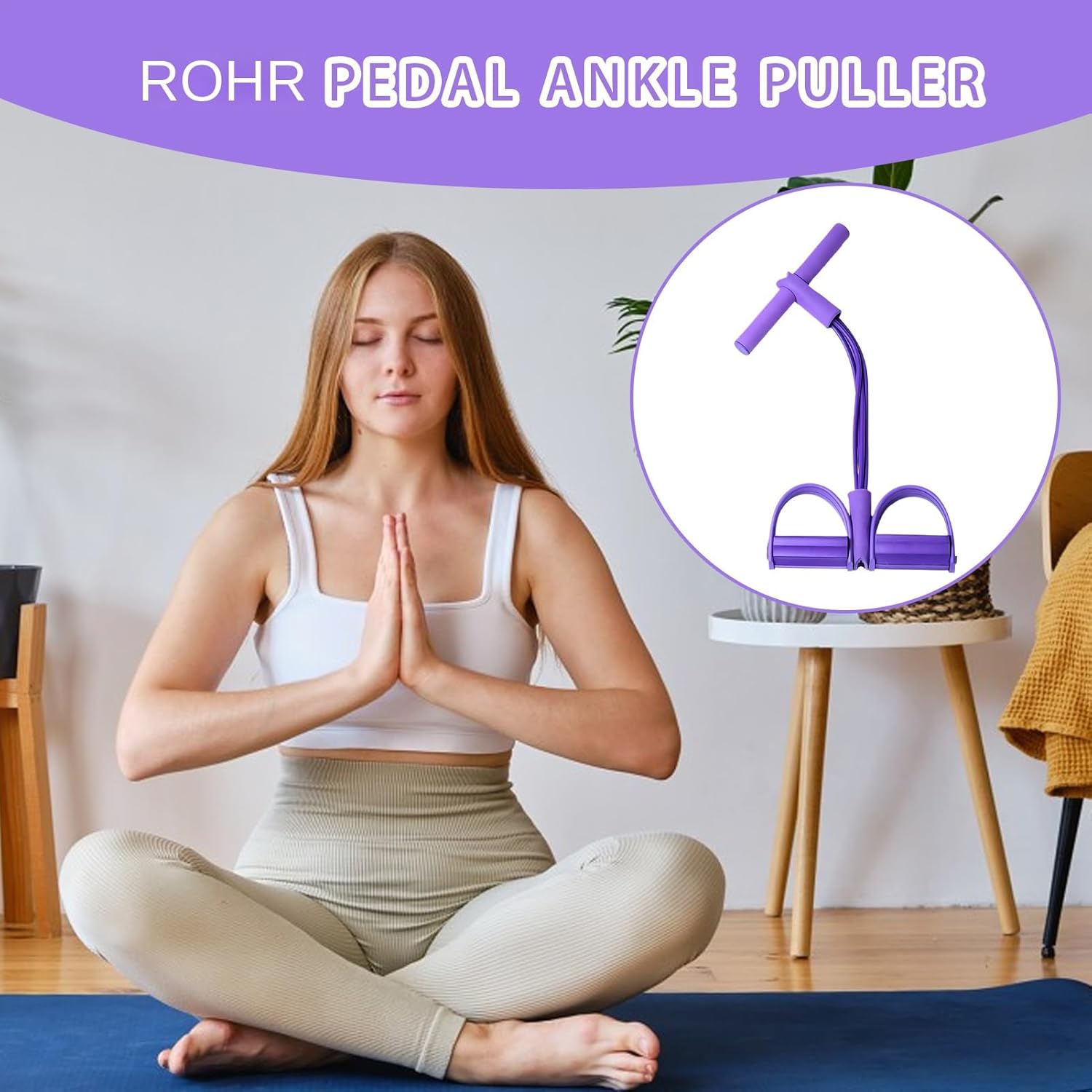 Fitnessbänder – 4-Röhren-Pedal-Knöchelzug-Stretchbänder – Workout-Flexibilitätstraining, Yoga-Zubehör für Frauen und Anfänger für unterwegs, zu Hause und im Wohnheim – Bild 9