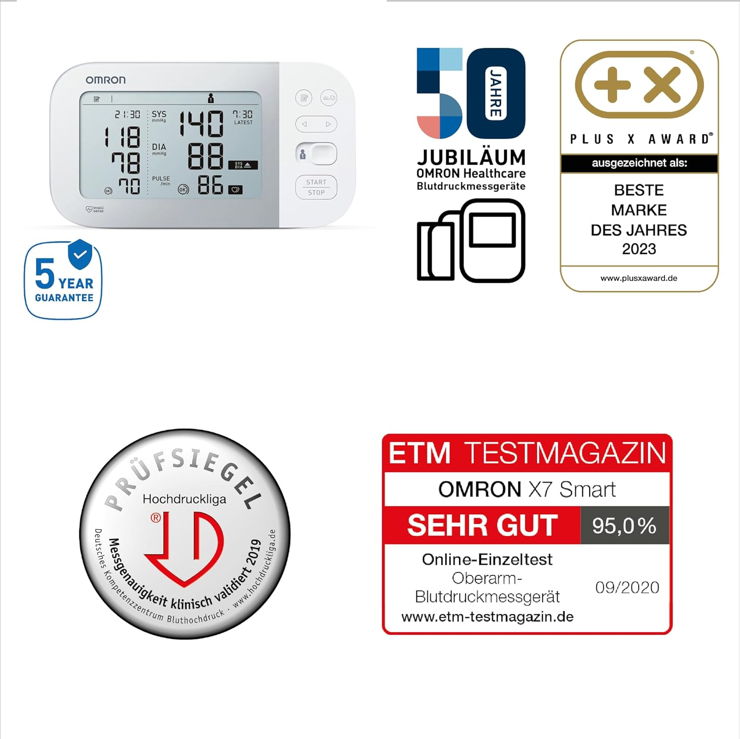 Omron X7 Smart Oberarm-Blutdruckmessgerät mit Bluetooth und Intelli-Wickelmanschette, zeigt mögliches Vorhofflimmern (Afib) an – Bild 10