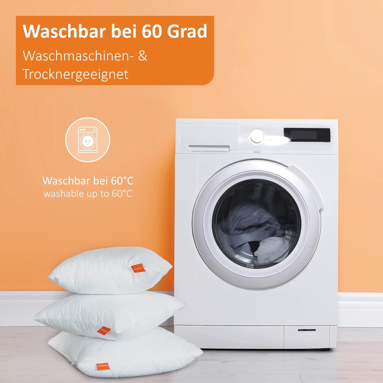 orthopädisches Nackenstützkissen von sleepling, extra festes hartes Visco-Kissen, 40 x 80 cm, viskoelastisches Kissen, Memory-Schaum, waschbar, Ökotex, hergestellt in der EU, weiß – Bild 6