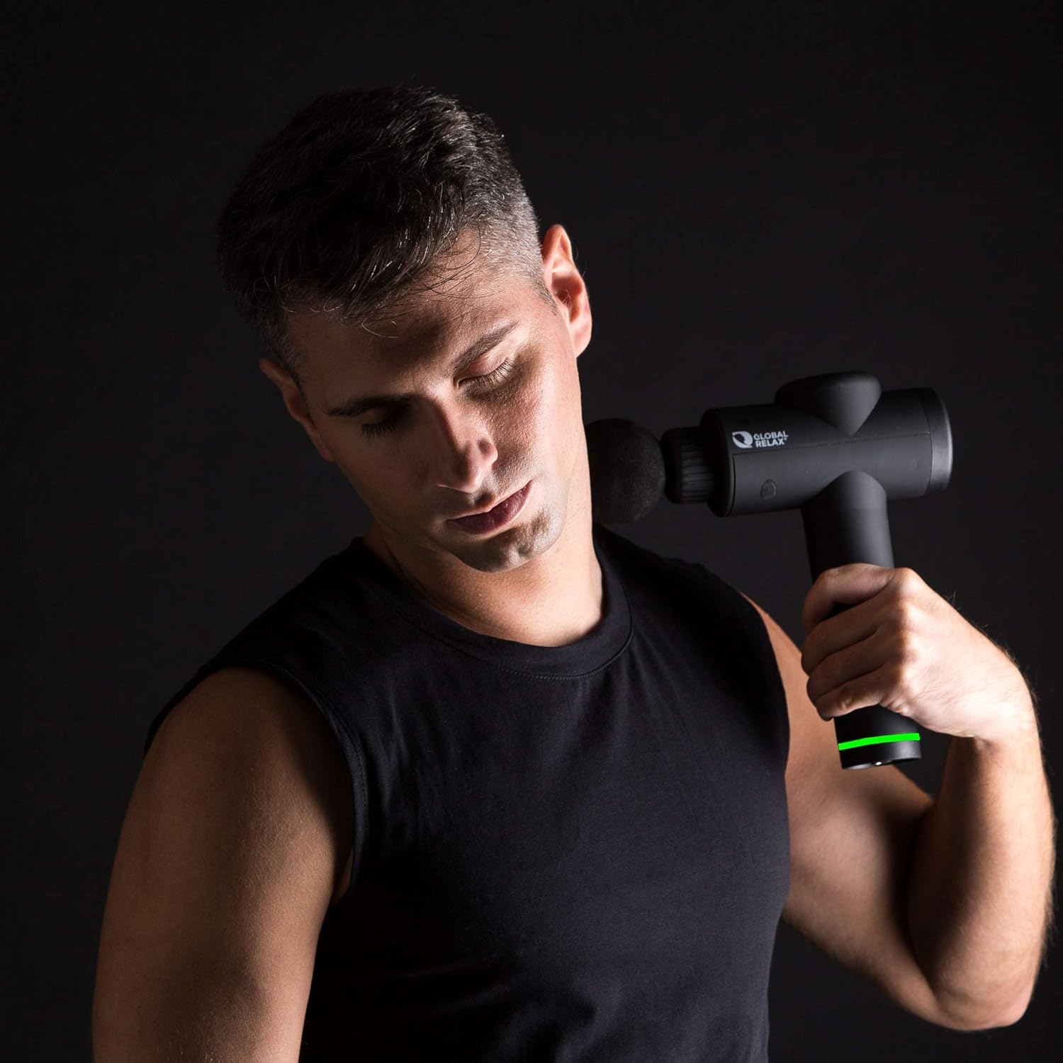 GLOBAL RELAX Taiko PRO Tiefengewebe-Massagepistole, Bänder, Muskelperkussion, 6 Köpfe, tragbar, wiederaufladbar, 6 Stunden Autonomie, Ergonomie, Erholung nach dem Training – Bild 3