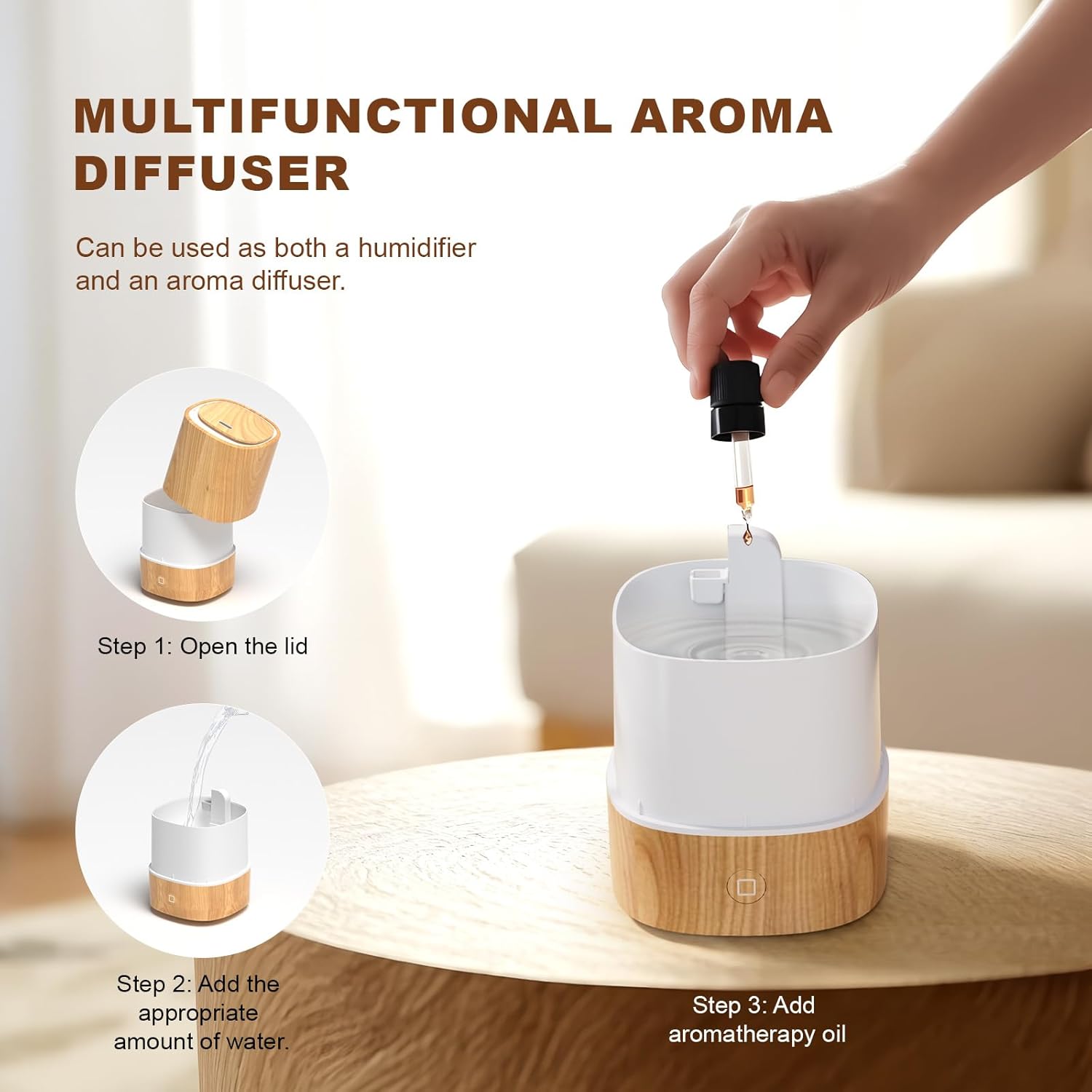 Nixtrve Aroma-Diffusor – 125 ml Ultraschall-Diffusor für ätherische Öle, kalter Nebel mit 7-Farben-LED-Licht, automatische Abschaltung, für Zuhause und Büro – Bild 2