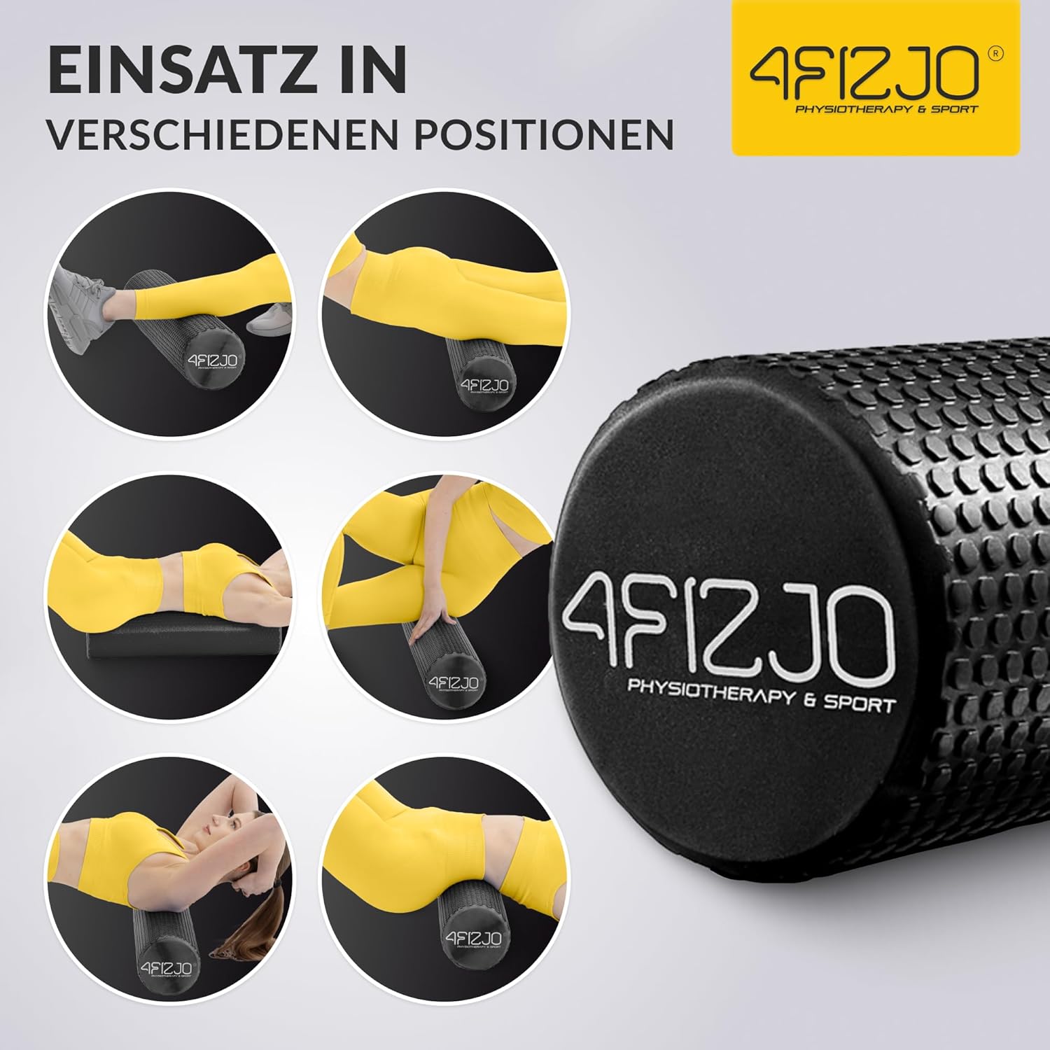 4FIZJO Faszienrolle mit Noppen aus EVA-Schaum, Durchmesser 15 cm, Länge 90 cm, Massagerolle, Rückenrolle, leicht, langlebig, mittlere Härte, Faszientraining, Massagetraining, schwarz – Bild 9