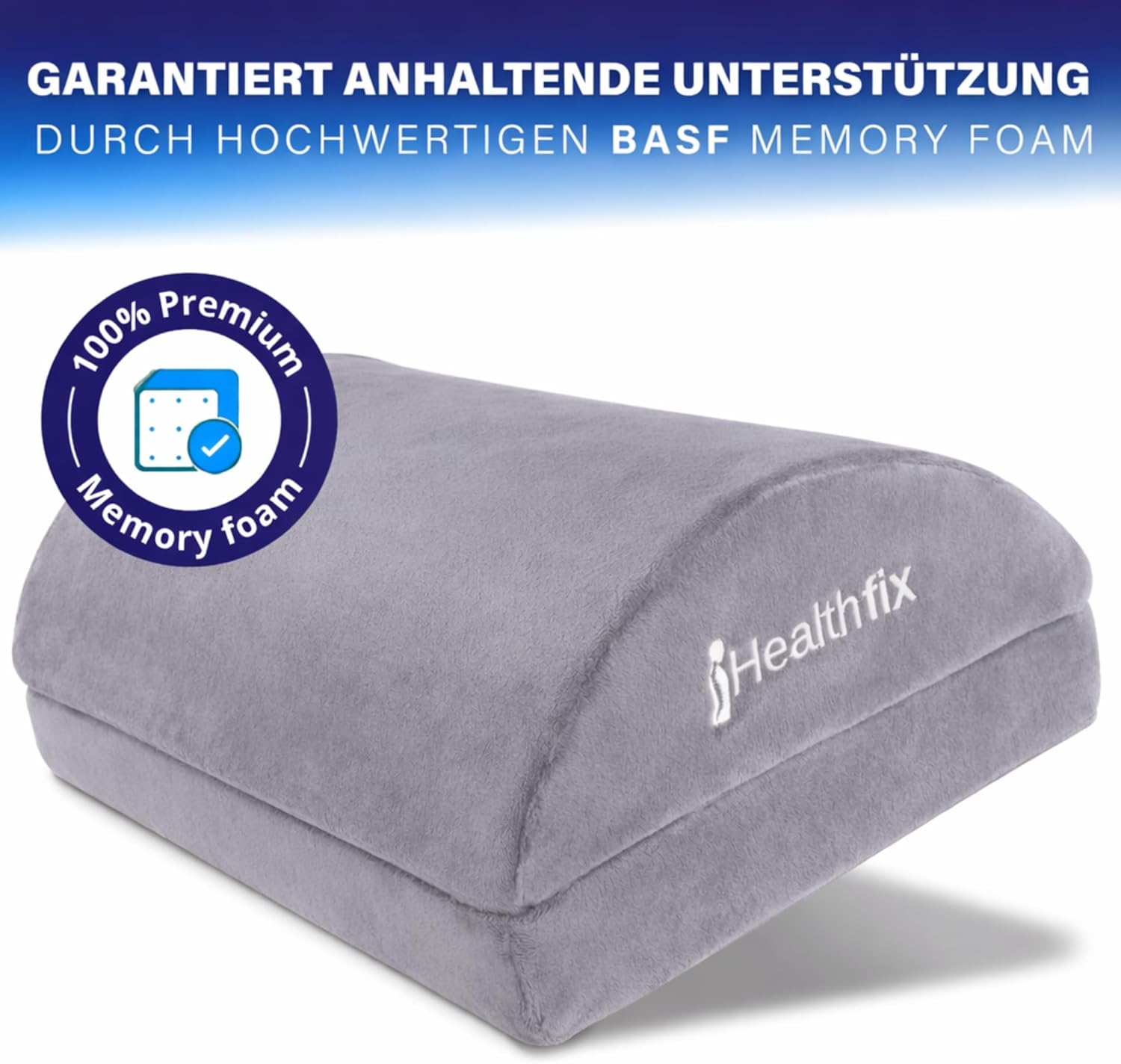 Healthfix Fußstütze Schreibtisch ergonomisch höhenverstellbar, warme Füße dank Fußtasche, Fußablage für Büro und Homeoffice (Grau) – Bild 7