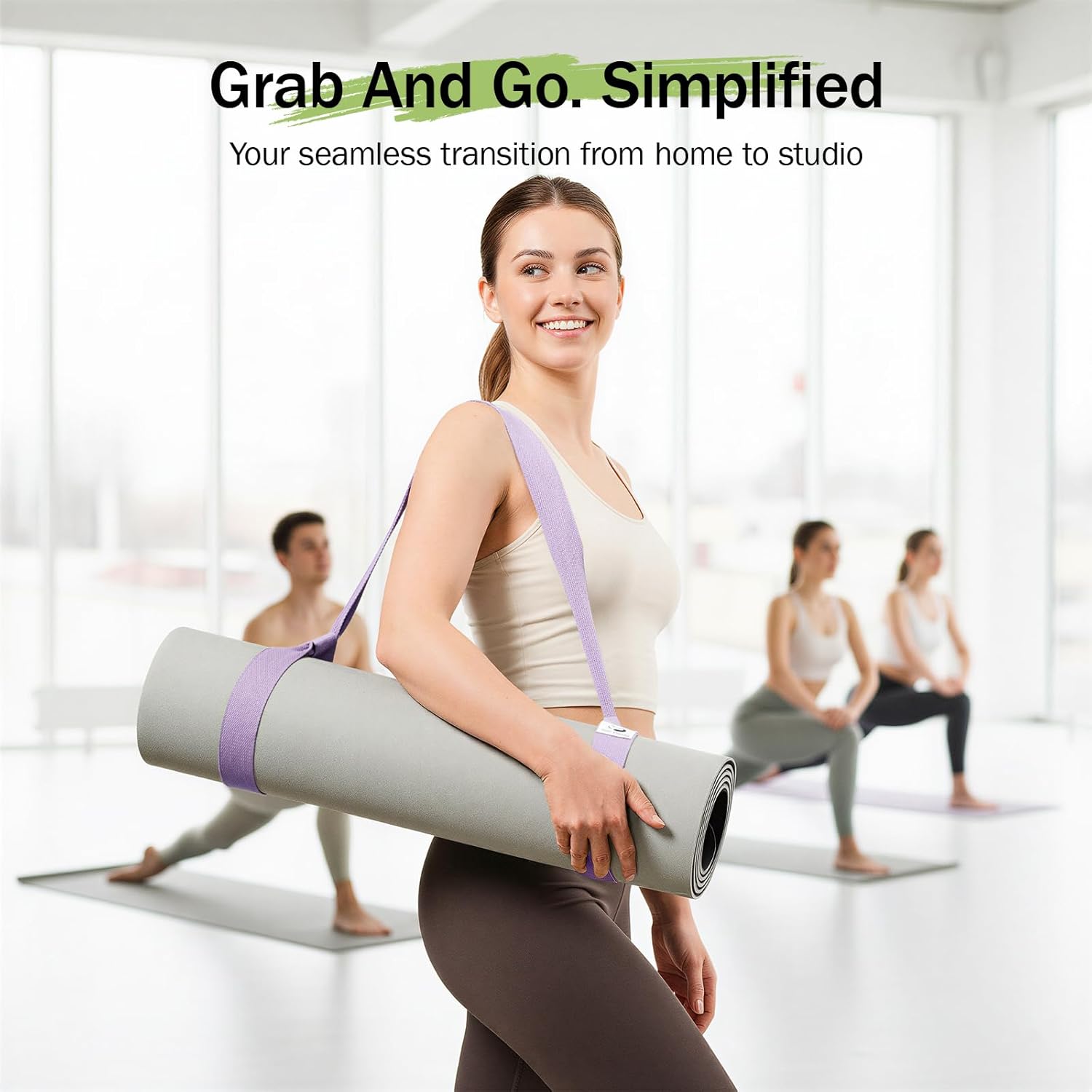 Slim Panda Yogamatten-Tragegurt aus Baumwolle, verstellbarer Yogamatten-Tragegurt für alle Yogamatten-Größen, elastischer Yoga-Gurt für Pilates, Stretching und Fitness (Yogamatte nicht im Lieferumfang enthalten) – Bild 2