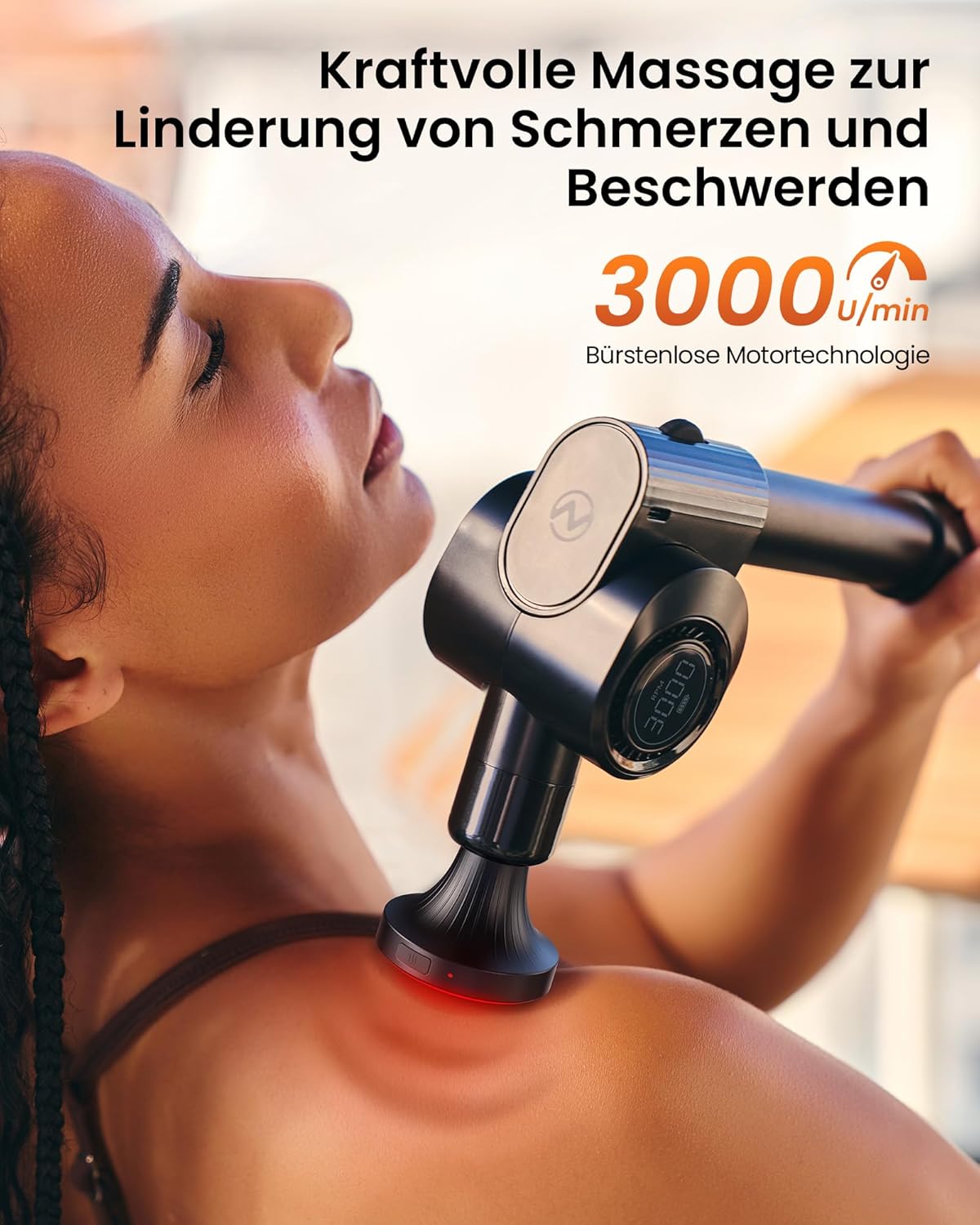 Massagepistole mit Wärmefunktion und Rotlichttherapie, Napre-Massagepistole mit Verlängerung, Muskel-Percussion-Massagegerät für Schulter, Körper, Rückenentspannung, 32 Geschwindigkeiten – Bild 6