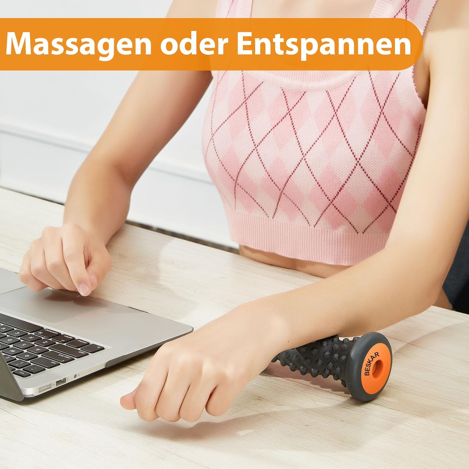 Fußmassageroller für Plantarfasziitis, tragbarer Gummi-Massageroller zur Linderung von Schmerzen im Fußgewölbe, Massageroller für Schmerzen im Fußgewölbe, Fersenspornschmerzen, Stressabbau, Neuropathie – Bild 5
