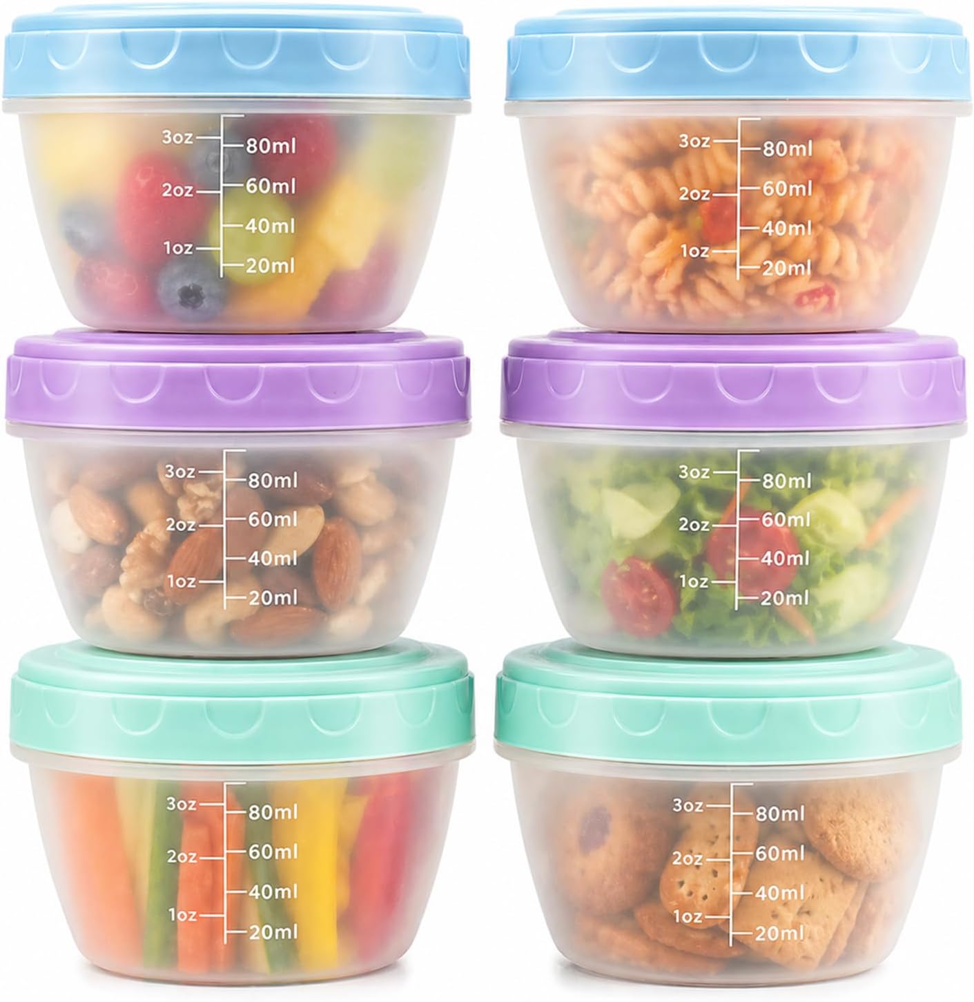 6 Stück Kleine Gefrierdosen mit Deckel 120ml, Auslaufsichere Mini Vorratsdosen BPA-frei, Stapelbare Frischhaltedosen & Gefrierbehälter für Snacks, Saucen, Babybrei & Meal Prep (5,5 x 7,5 cm)