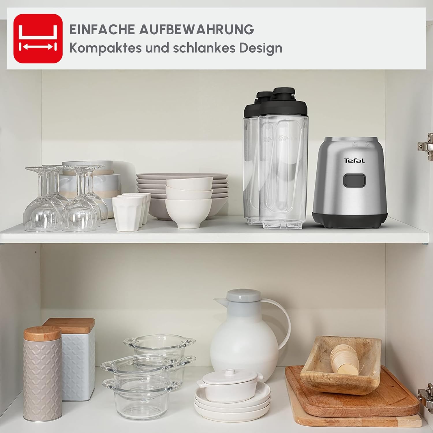 Tefal Mix and Move BL15FD Mini-Standmixer, 300 Watt, 2 Flaschen To-Go aus Premium-Tritan, kompaktes Design, leicht zu reinigen, abnehmbare Klingen, Ein-Knopf-Bedienung, Silber/Grau – Bild 10