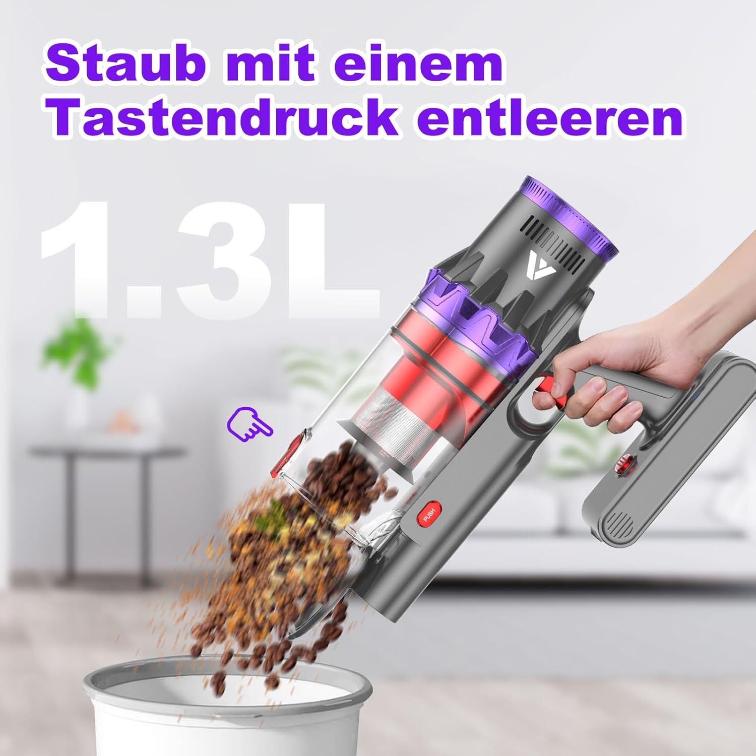 coovy Akku-Staubsauger SU7, 580 W/75 Min./55000 Pa Akku-Staubsauger mit super großem Display, Automatikmodus, Akku-Staubsauger für Teppiche, Tierhaare, Hartböden – Bild 9