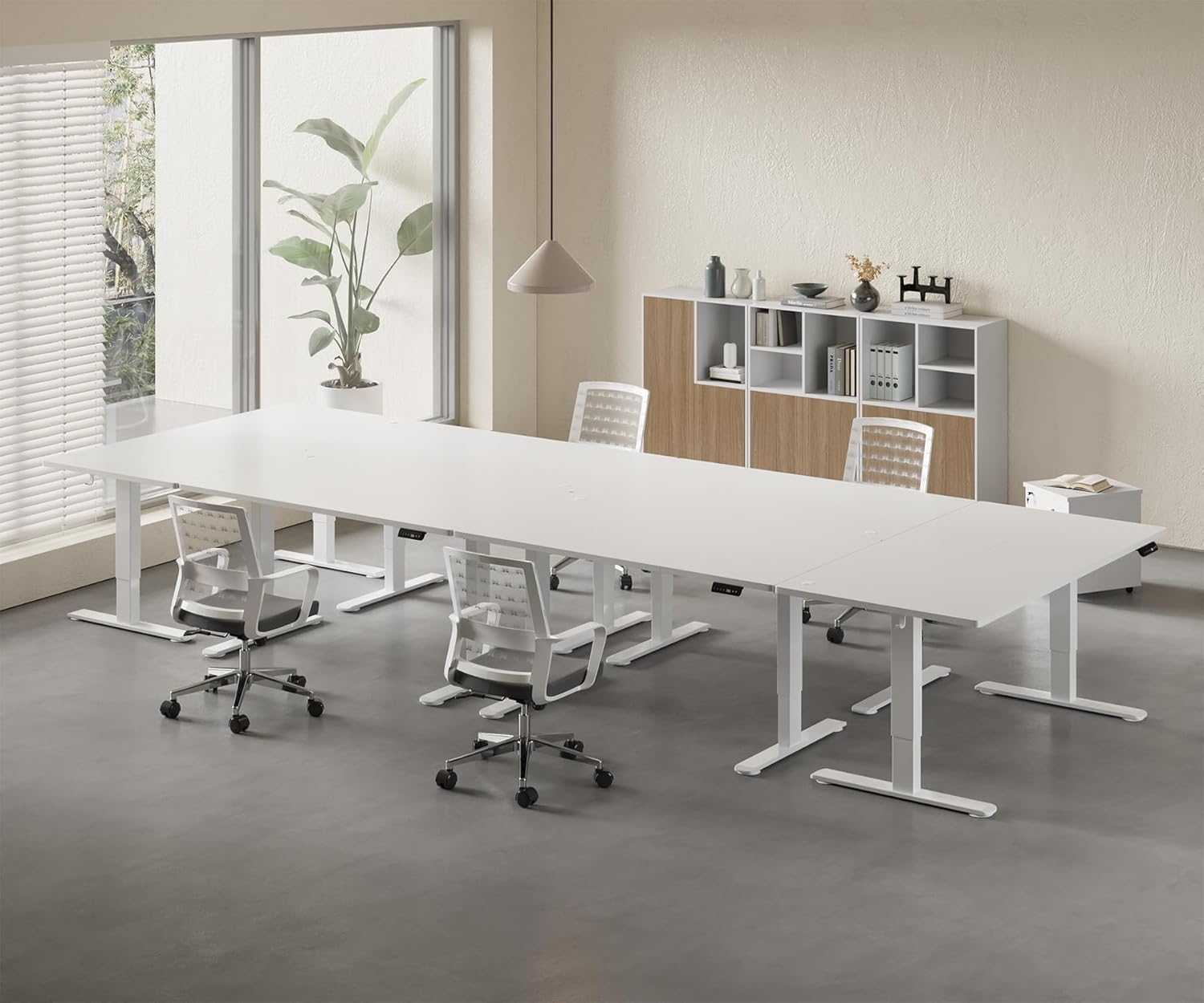 Homall höhenverstellbarer Schreibtisch 140 x 70 cm, elektrischer Schreibtisch mit vierteiliger Tischplatte, Computertisch mit Memory-Funktion, Stehpult – Bild 2
