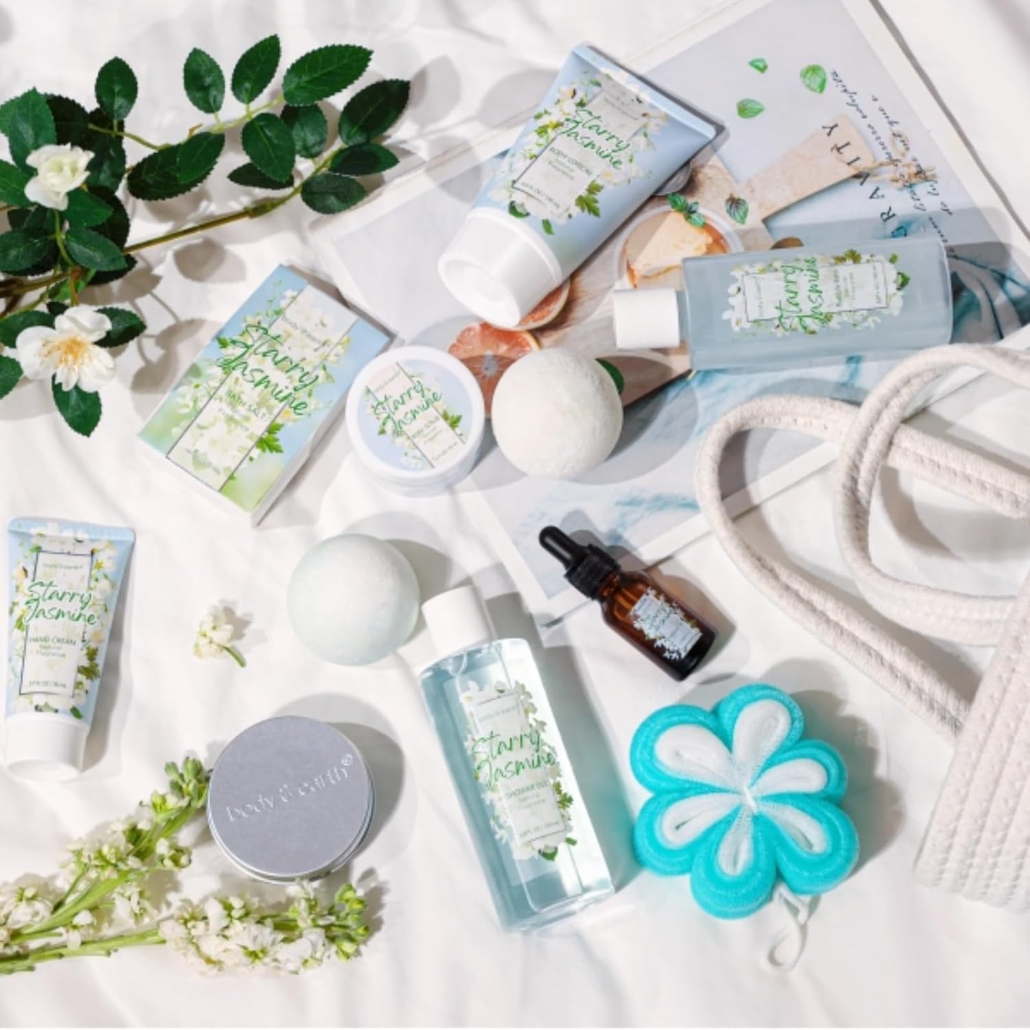 Bade- und Spa-Set für Damen, luxuriös, 8-teilig, mit Jasminduft – inklusive Schaumbad, Duschgel, Milchlotion und Butter, Handseife und vielen weiteren Geschenken für Frauen – Bild 3