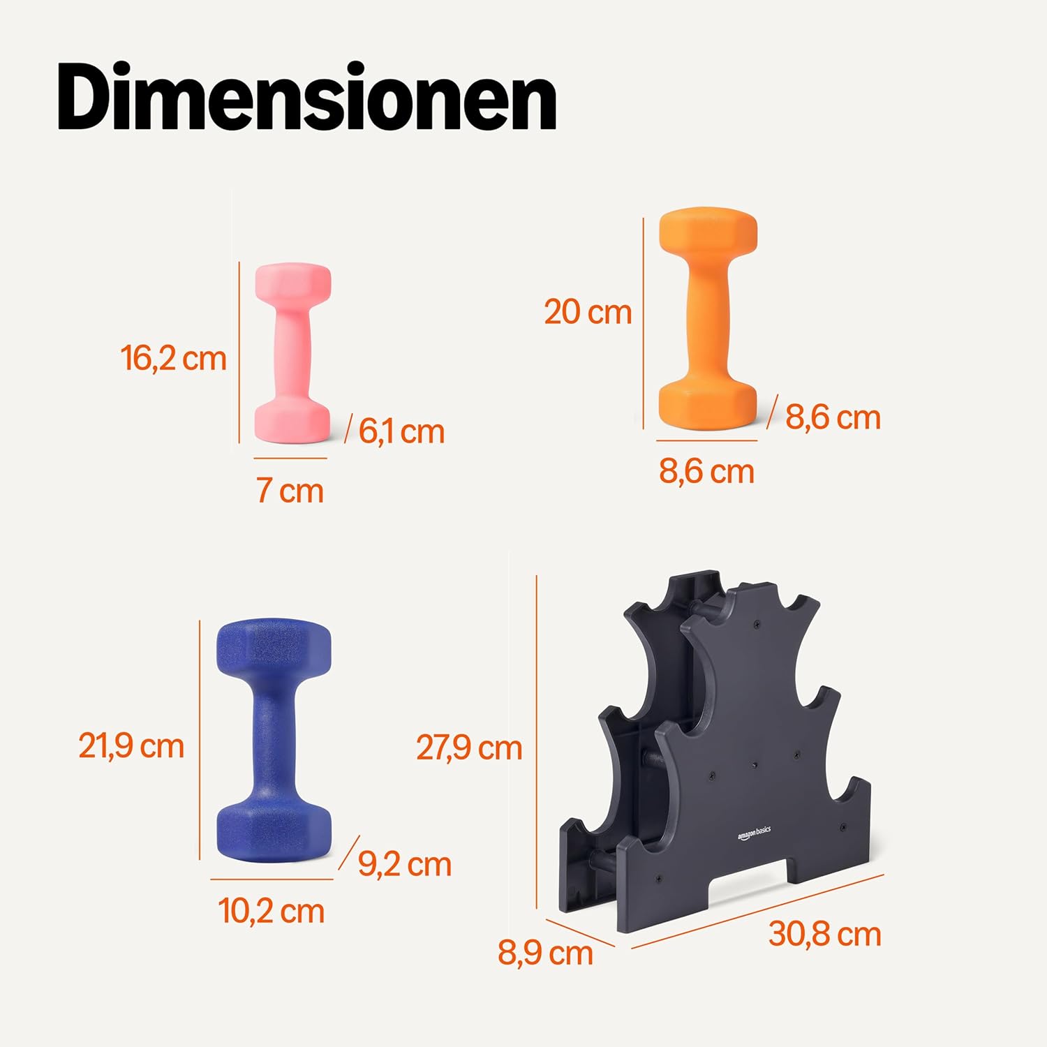 Amazon Basics Neopren Hanteln Gewichte (2er-Sets, 1kg - 5kg Hanteln) – Bild 5
