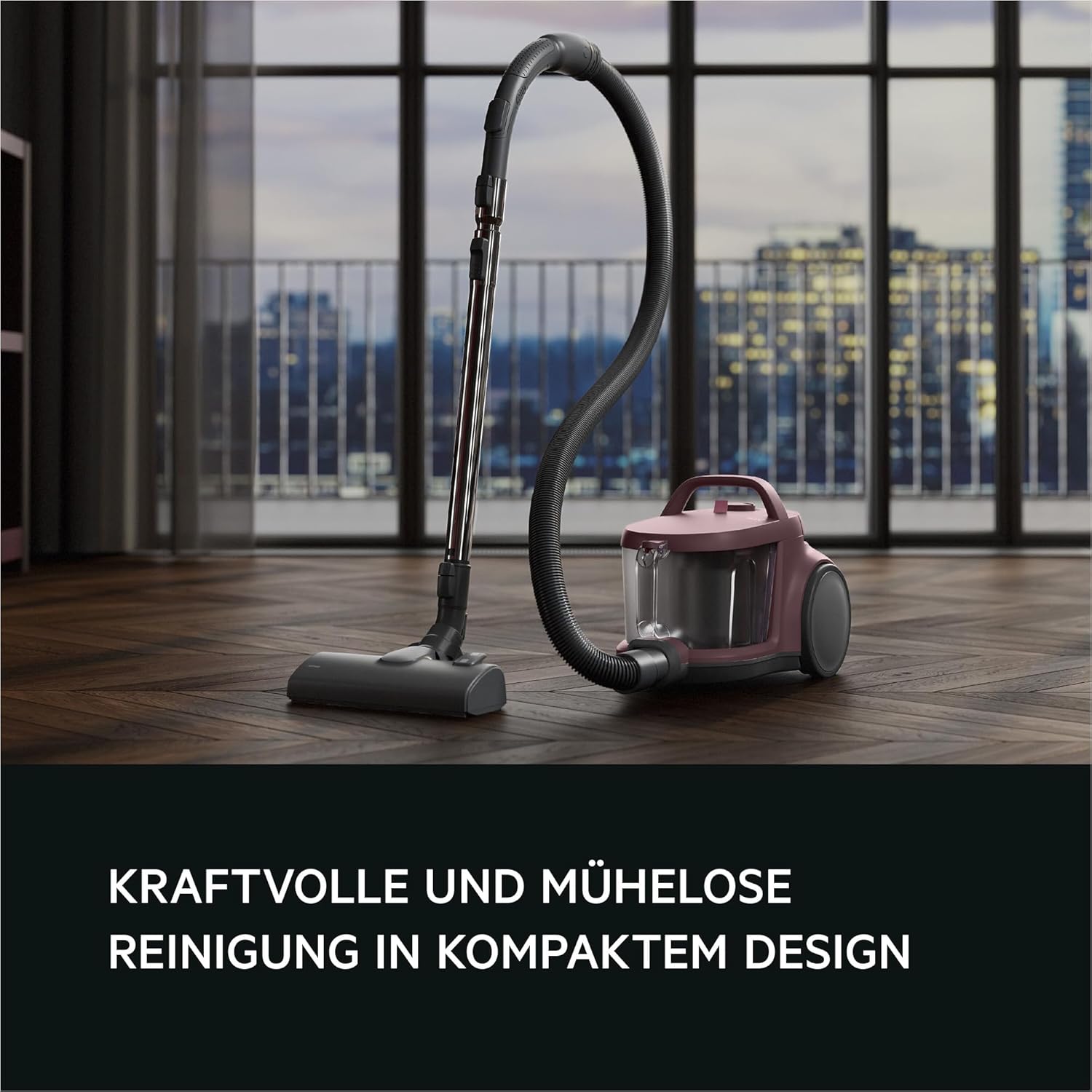 AEG Clean 5000 Staubsauger ohne Beutel, Bodenstaubsauger für alle Bodenflächen, Zubehör, 1000 Watt, 9 m Aktionsradius, 2 L Staubbehälter, 60 % recyceltes Material, waschbarer HEPA-Filter, dunkelrot, AL51C1DRF – Bild 2