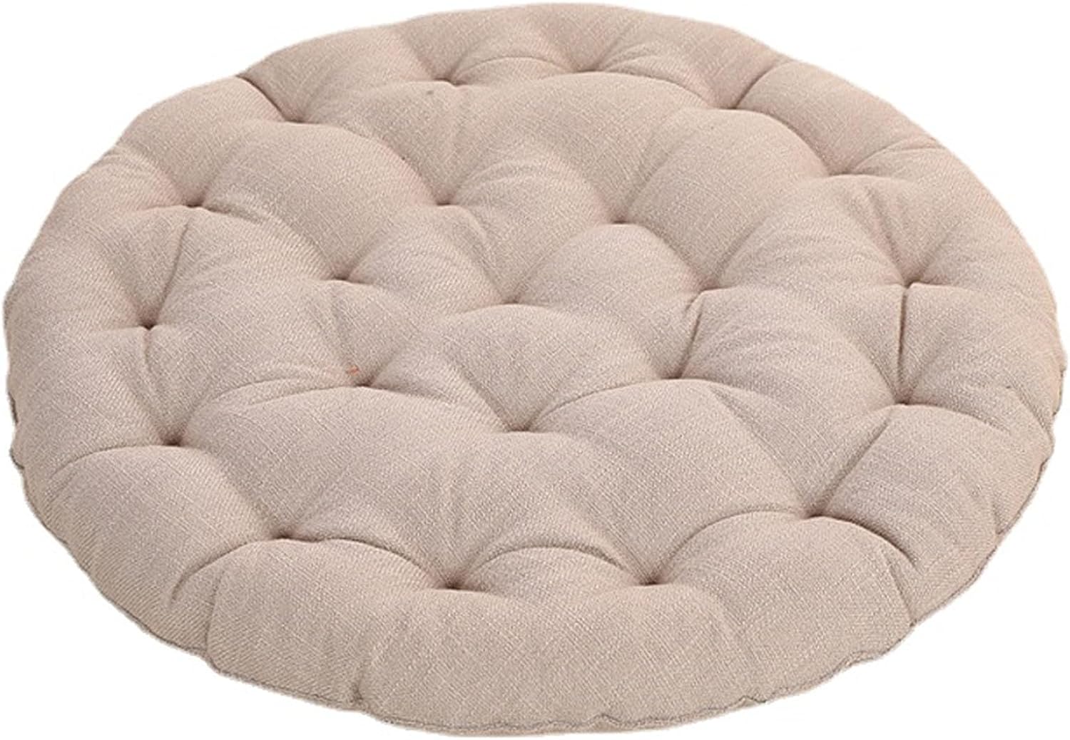 Großes Bodenkissen, rundes Leinen-Futonkissen, japanischer Stil, getuftetes Bodenkissen, Meditationskissen, Sitzen auf dem Boden, Fensterkissen für Yoga, Sofa, Balkon (75 x 75 x 10 cm, Beige)