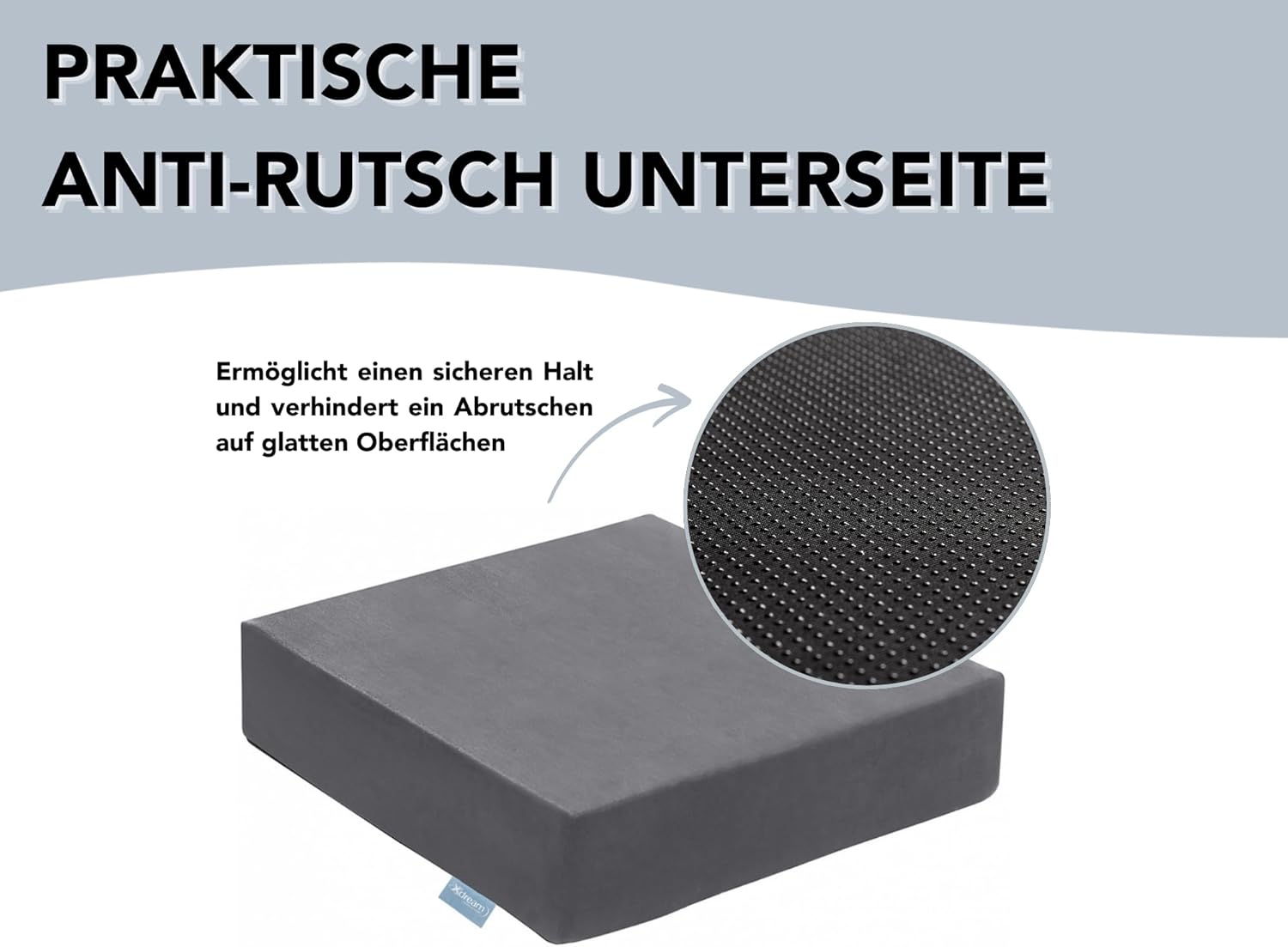 XDREAM Sitzerhöhung, Aufstehkissen, Stehhilfe, formstabiles Sitzkissen, Sitzerhöhung, abnehmbarer, waschbarer Bezug, Öko-Tex zertifiziert, 40 x 40 x 10 cm – Bild 2