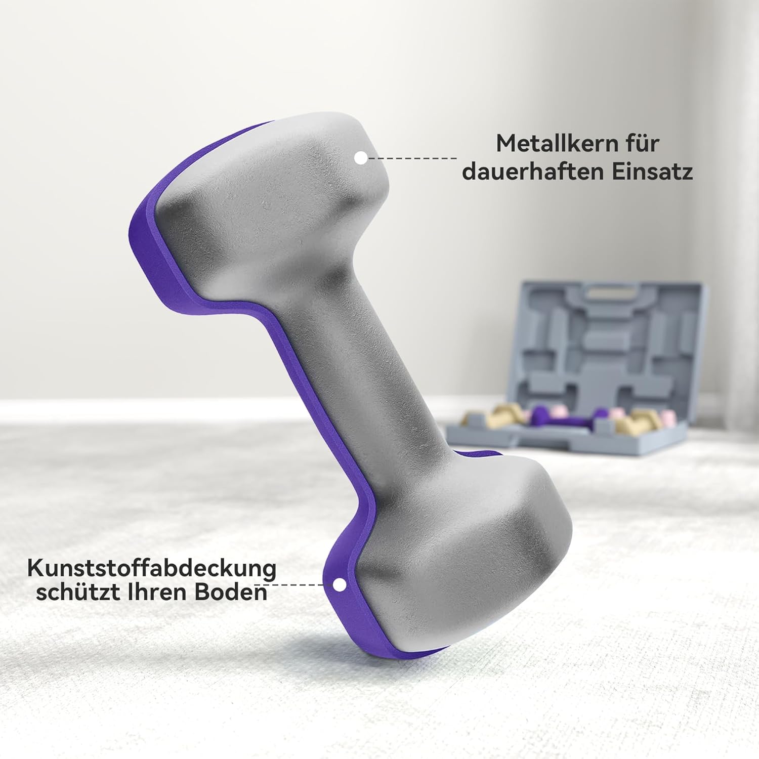 SPORTNOW Hantelset, 6er Set Hanteln mit Gewichten, Kurzhantelset aus Stahl, 1kg, 2kg Kurzhanteln für Männer und Frauen, Hantel Set für Zuhause, Fitnessstudio, Krafttraining – Bild 5