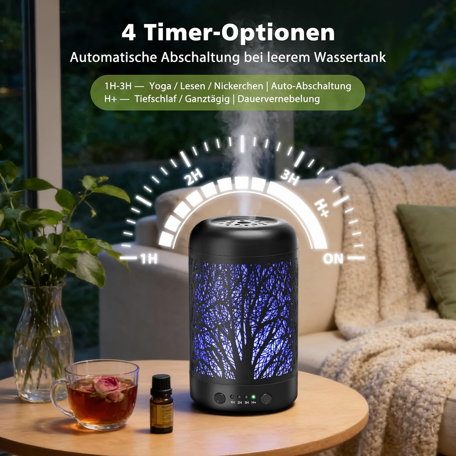 Aigostar Aromadiffusor, Aromatherapie-Diffusor für ätherische Öle, 100 ml Ultraschall-Diffusor, 7-Farben-Beleuchtung, Luftbefeuchter für Schlafzimmer/Büro/Yoga – Bild 2