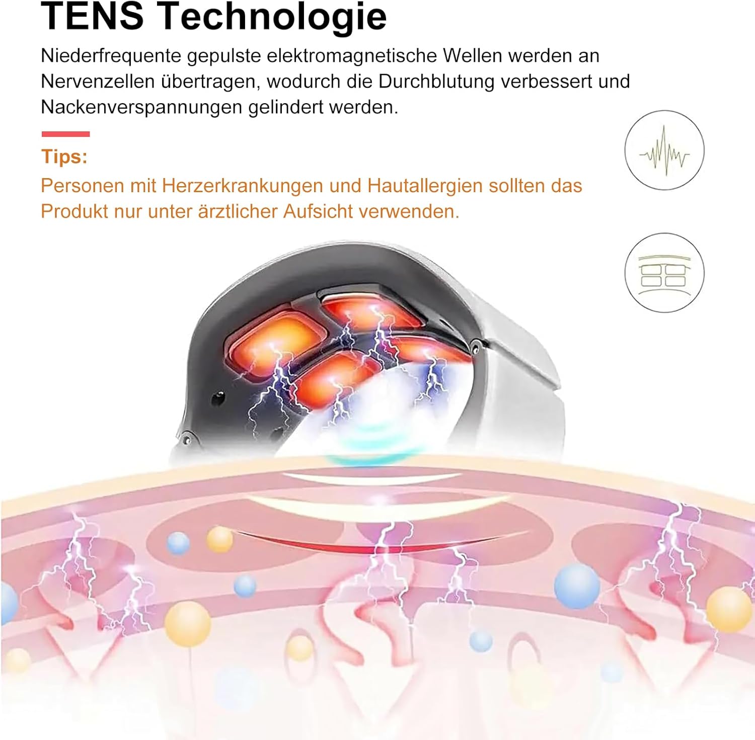 Massagegerät, 4D Bionische Hand Nackenmassagegerät, Elektrisches Shiatsu Massagegerät mit Wärme 3 Modi & 2 Heizstufen, Tiefenmassage für Nacken & Schultern (Weiß) – Bild 4