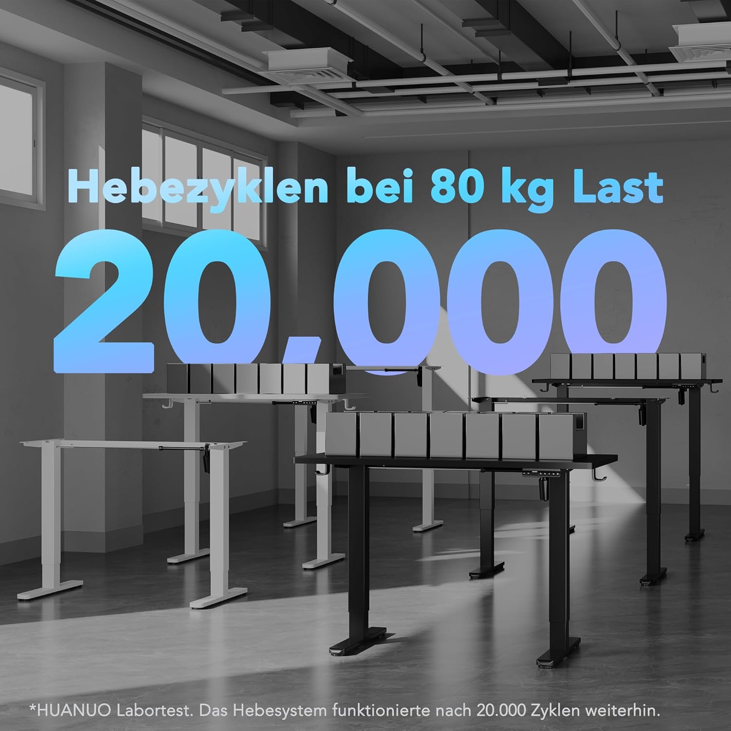 HUANUO AI-gesteuerter elektrischer Stehschreibtisch 120 x 60 cm mit Smart App, funktioniert mit Alexa & Google, höhenverstellbar, 6 Speicherstufen, Sitzerinnerung, ergonomisch – Bild 9