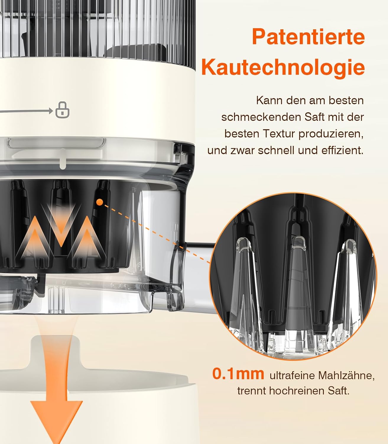 Zasmira Slow Juicer mit hohem Drehmoment und 120 mm Einfüllkanal, kein Vorschneiden, Entsafter für Gemüse und Obst, 99,6 % Saftreinheit, 1,5 l, REV-Modus, einfacher zu reinigen – Bild 3