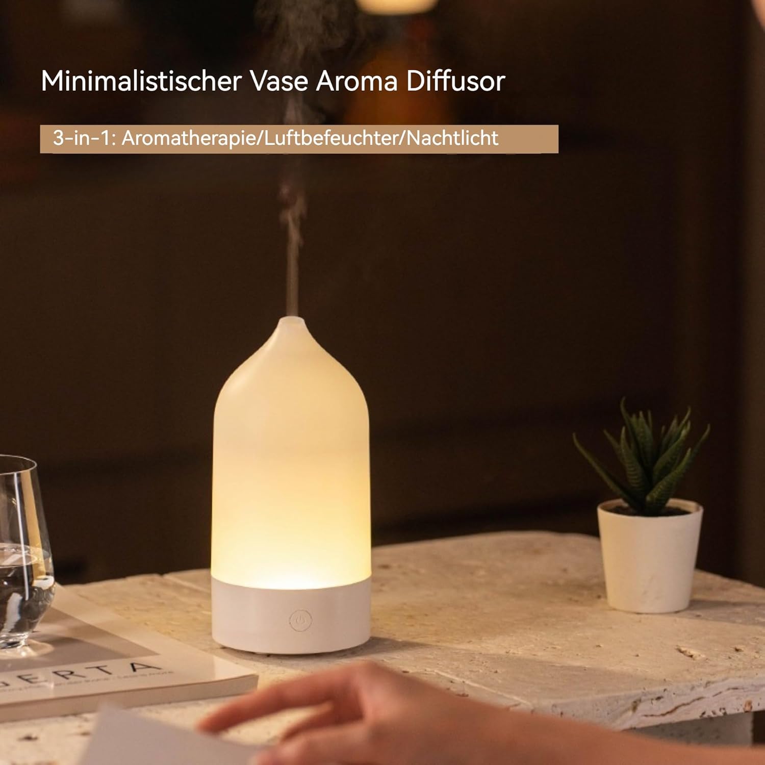 Duftöl-Diffusor mit automatischer Abschaltfunktion, 7-farbige LED-Lichter,120 ml,Ultraschall-Aromatherapie und Luftbefeuchter für Entspannung und Wellness – Bild 3