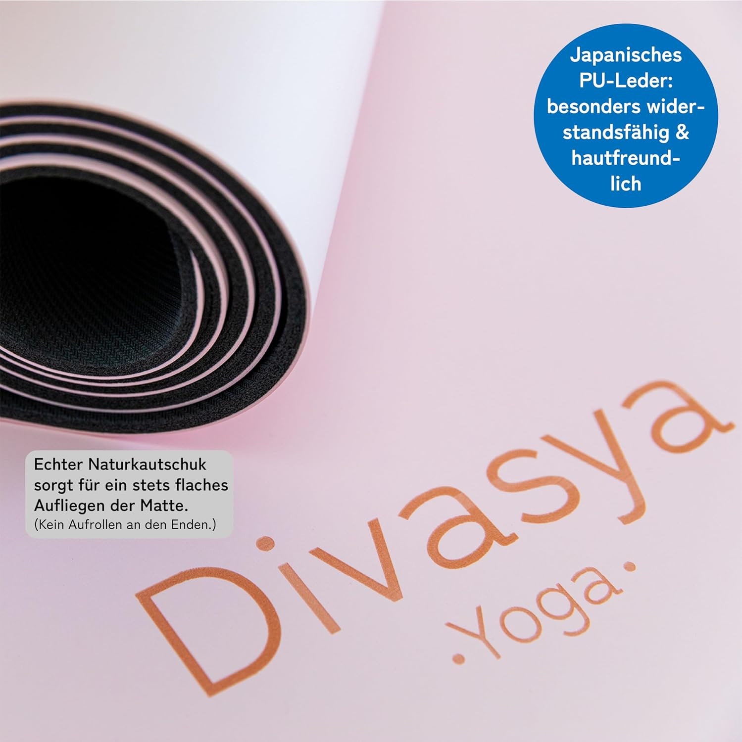 Rutschfeste Premium-Yogamatte: Rutschfester Naturkautschuk und japanische Profi-Griffoberfläche | 185 x 68 x 0,45 cm | Tragegurt | 4,5 mm dicke Yogamatte, rutschfest – Bild 4