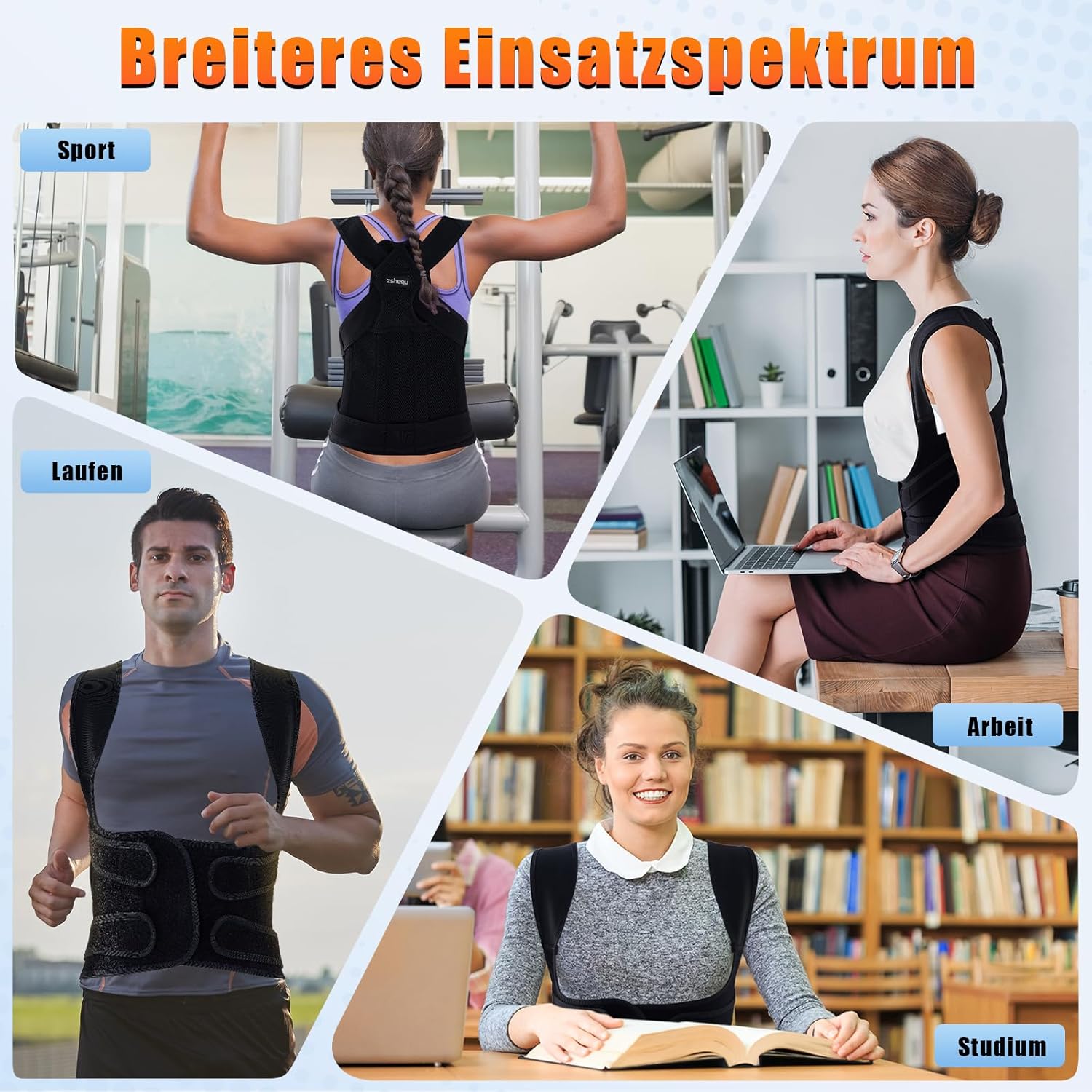 Rückenglätter Rückenstützgürtel Haltungskorrektur Damen: Haltungskorrekturgurt für Männer – Verstellbarer Rückenstützkorrektor – Haltungstrainer Rückengurt für Schulter-Nacken – Schwarz L – Bild 7