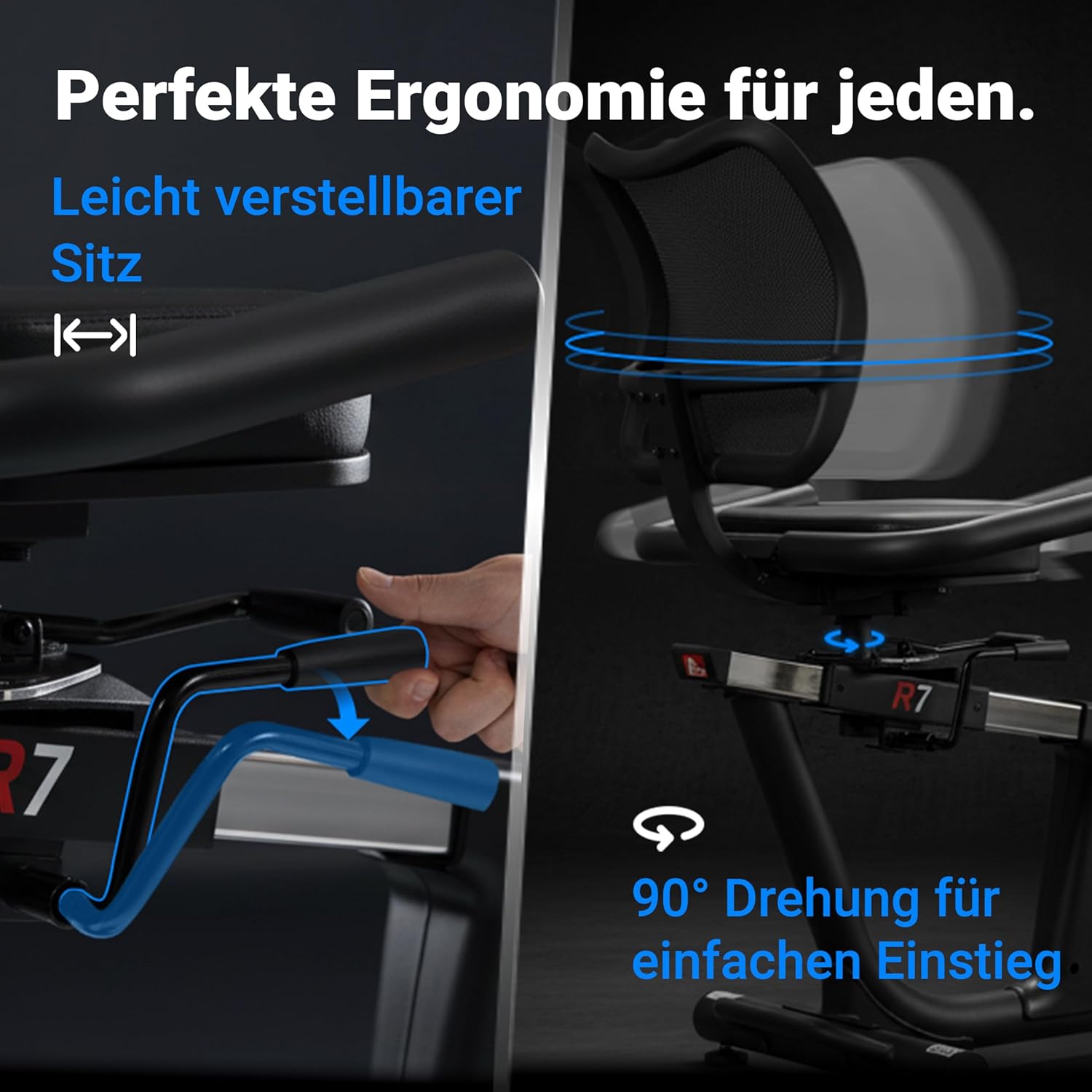 AsVIVA Recumbent Bike, Bluetooth (App-gesteuert), Handpulssensoren, integrierter Herzfrequenzmesser (inkl. Brustgurt), 16 computergesteuerte Stufen, ergonomischer Sitz (Rückenlehne). – Bild 14