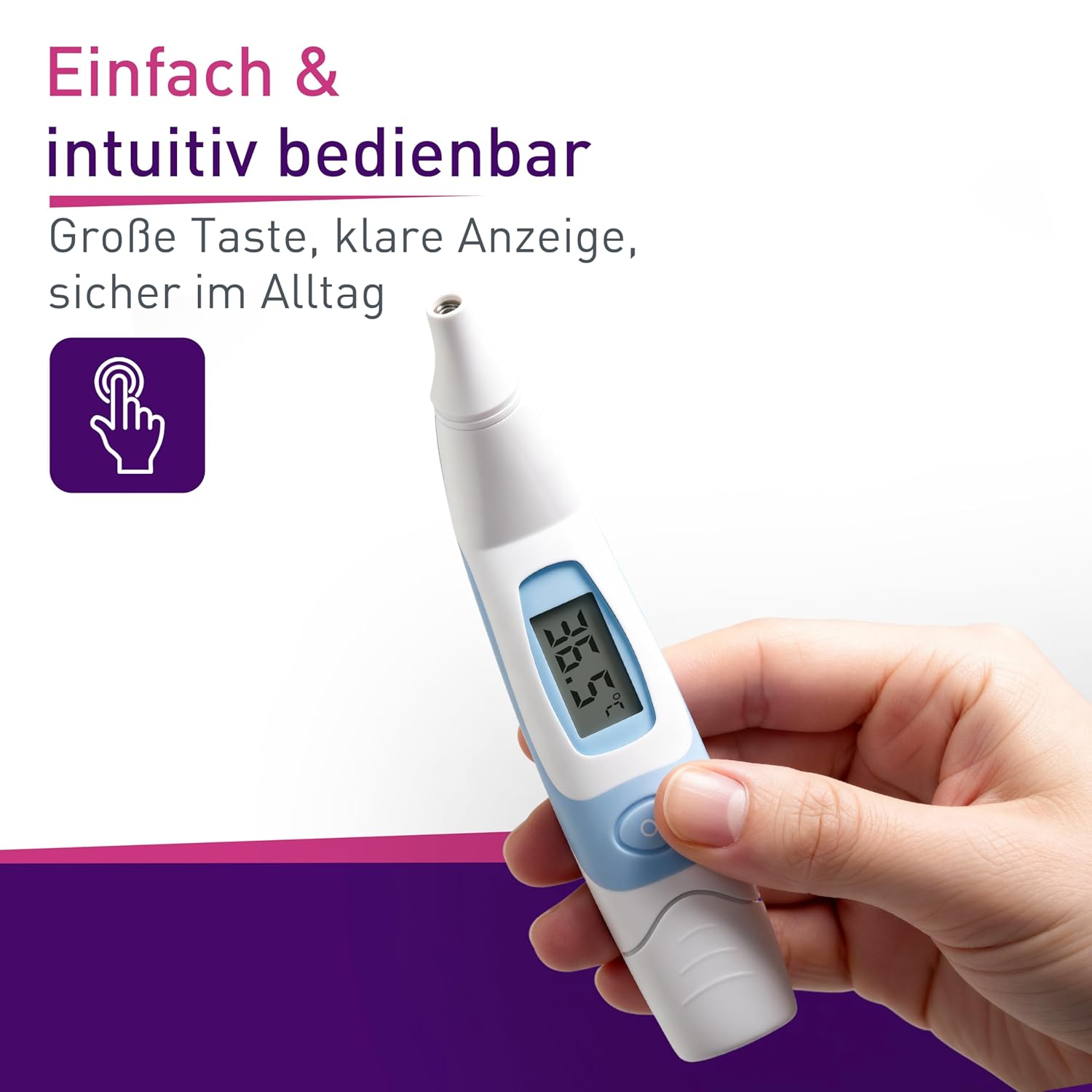 scala SC 8172 Infrarot-Ohrthermometer – Digitales Fieberthermometer für Kinder & Erwachsene – 3 Sekunden Messzeit, akustischer Fieberalarm & Speicher für 9 Messwerte – Bild 5