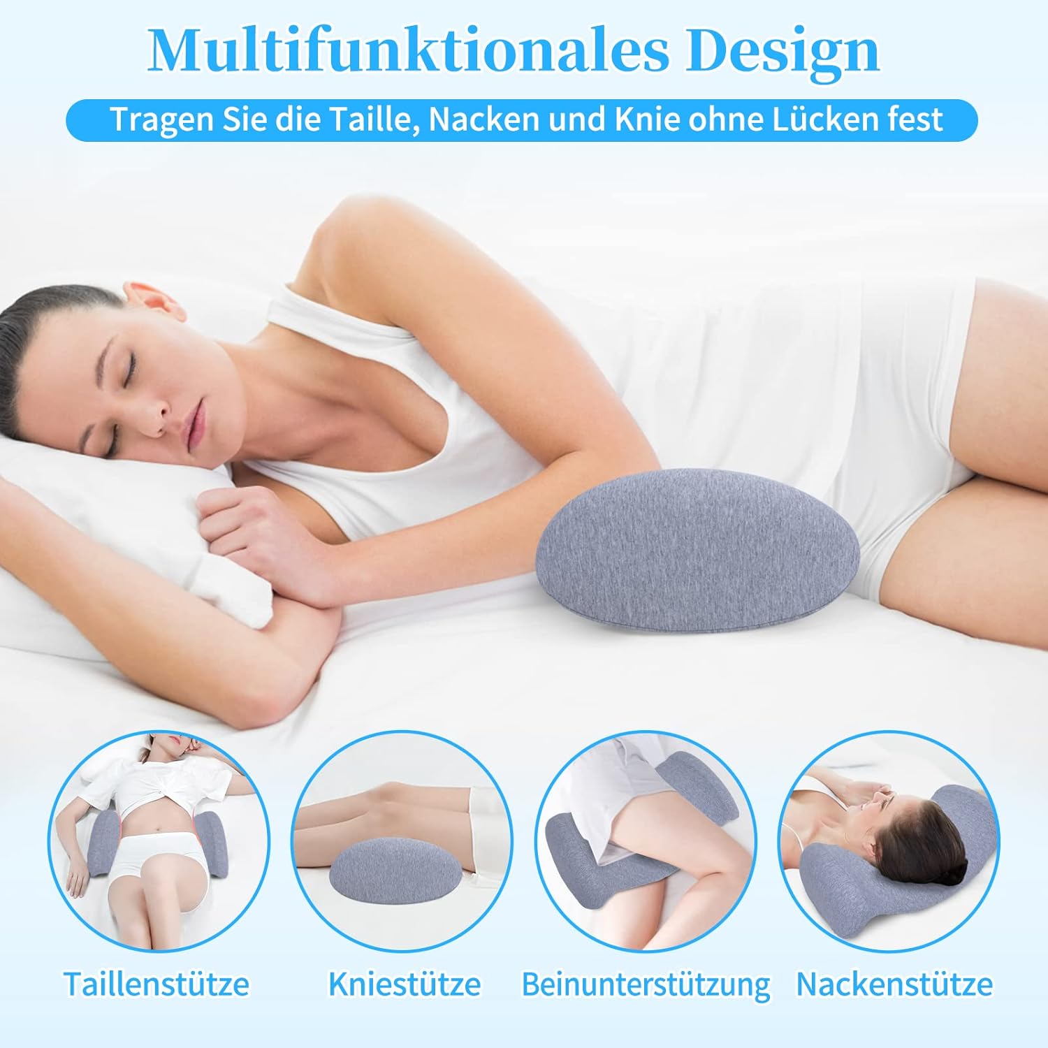 SAHEYER Lendenkissen Orthopädisches Memory Foam Lendenkissen, Ergonomisches Rückenkissen & Lendenwirbelstütze für Bett, Sofa, Stuhl, Auto und Bürostuhl, Grau – Bild 7