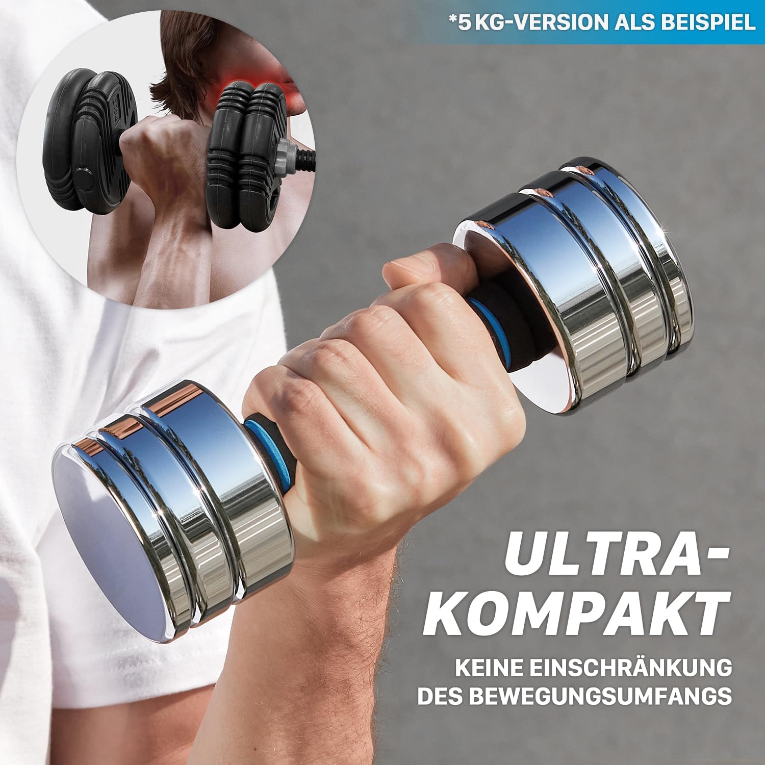 Northdeer Stahlhanteln, ultrakompakt, verstellbare Hanteln, 2,5 kg, 5 kg, 7,5 kg, 10 kg, 15 kg, 25 kg, mit Schaumstoffgriff, innovative Stahlhantel für den Heimgebrauch – Bild 5