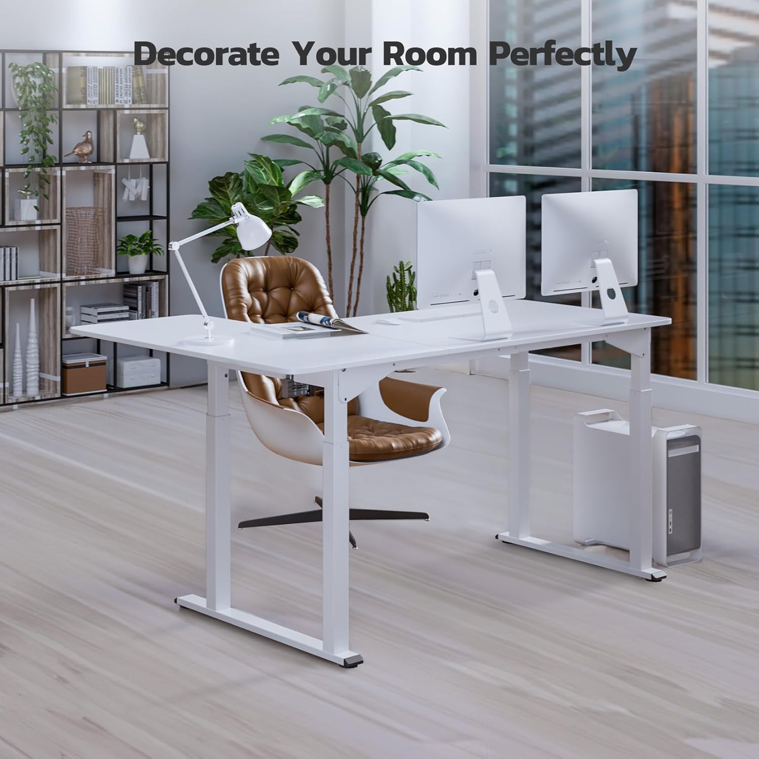 Dripex Höhenverstellbarer elektrischer Schreibtisch, 180 x 110 cm, L-förmig, höhenverstellbar mit Dual-Motor, Eckschreibtisch, Stehpult mit 4 Beinen für super Stabilität, Spleißbrett, Weiß – Bild 8