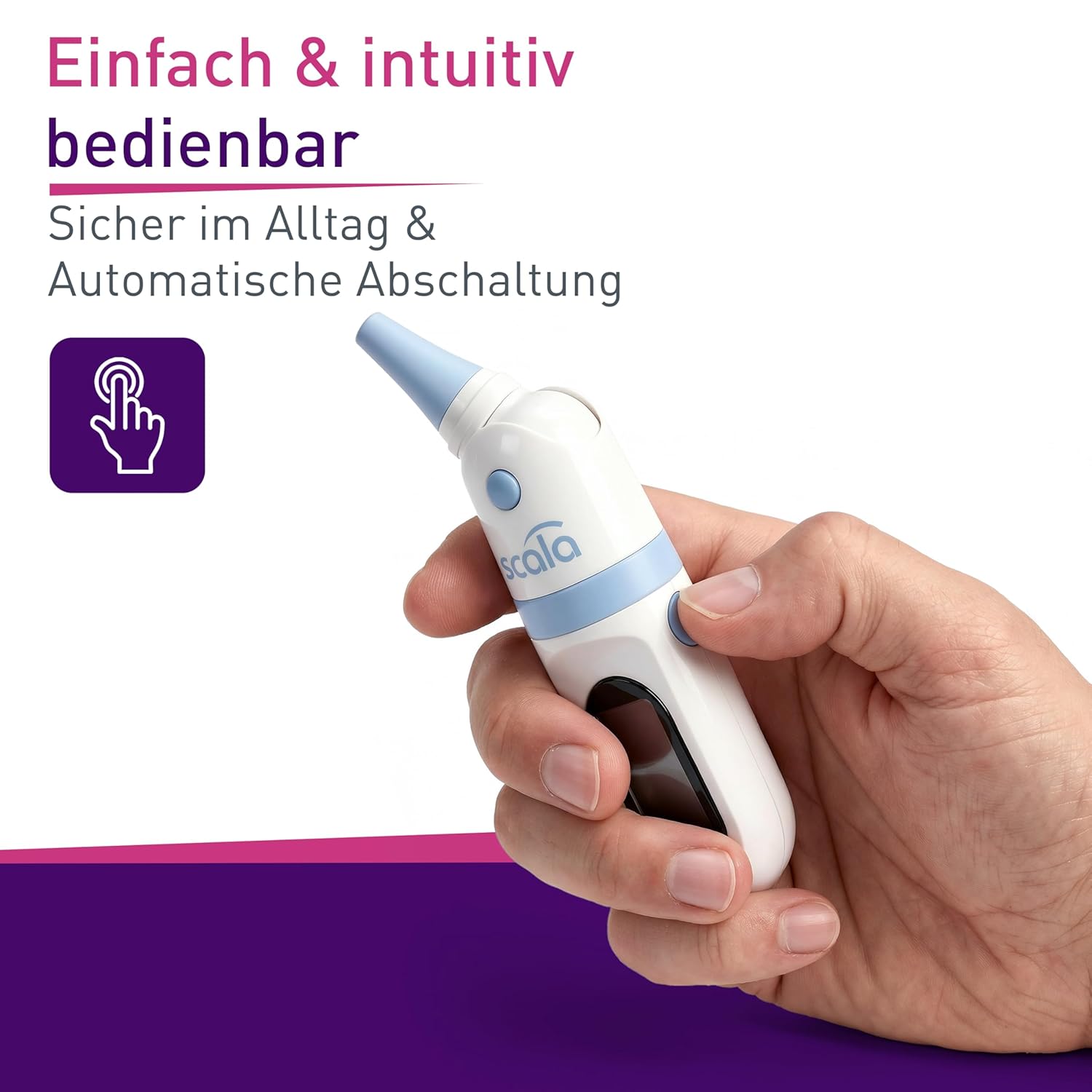 scala SC 8178 Infrarot-Ohrthermometer – Digitales Fieberthermometer für Kinder & Erwachsene – 1 Sekunde Messzeit, akustischer Fieberalarm & Speicher für 9 Messwerte – Bild 6