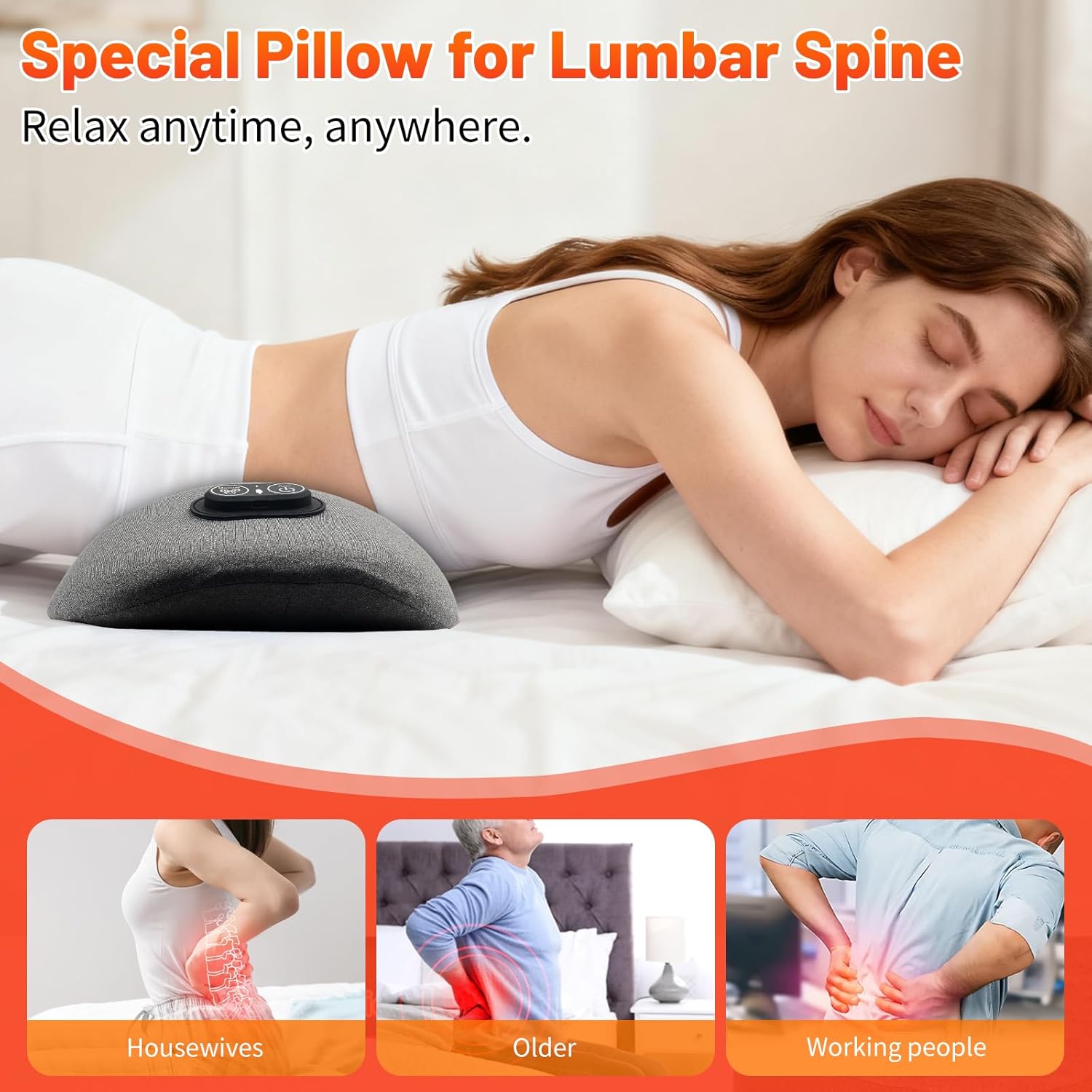3-in-1-Rückenmassagegerät, Rückenmassagegerät, Schultermassagegerät, ergonomische Rückenstütze mit Traktionslifting und Vibrationsmassage und Wärmekompresse für Nacken, Schultern und Rücken – Bild 5