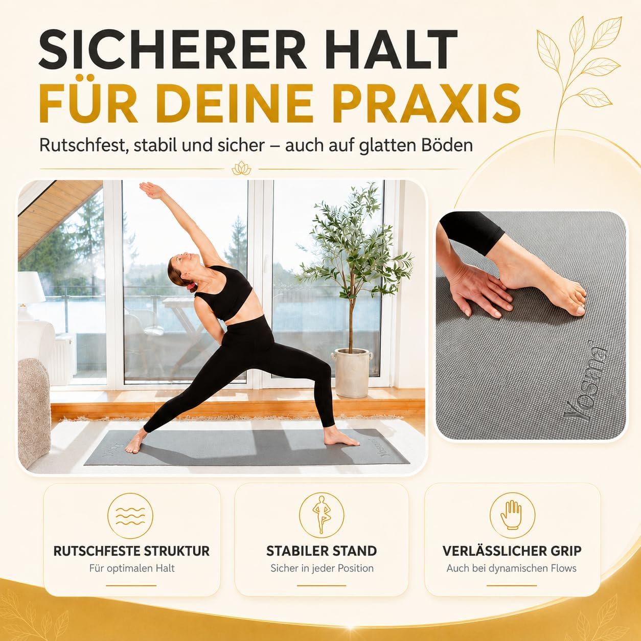 Yogamatte inkl. Tragetasche & Video Kurs I Yoga Matte rutschfest I weiche Gymnastikmatte I Sportmatte 183x60cm I Fitnessmatte I Pilatesmatte 6mm Dick – Bild 2