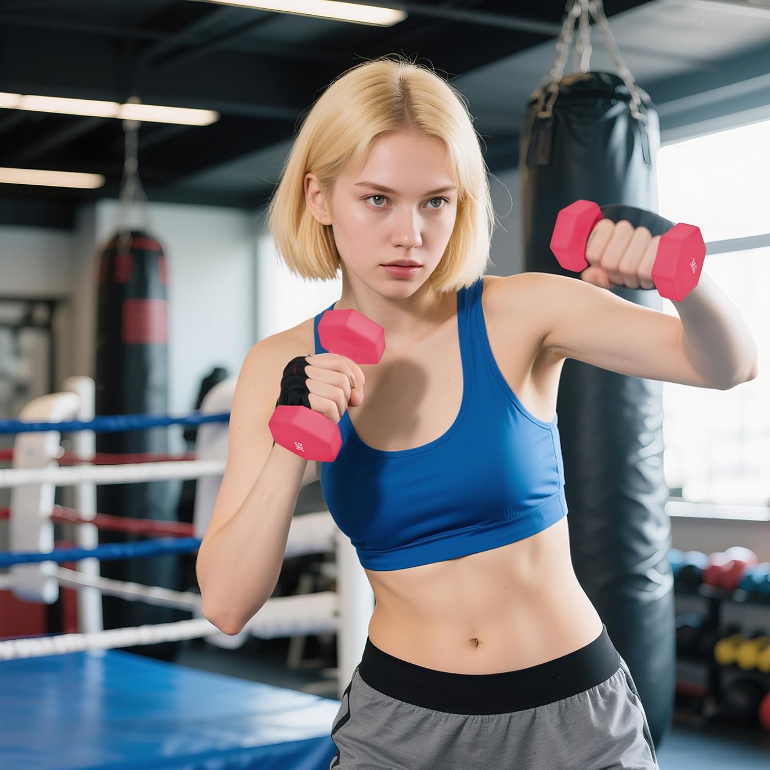 SPORTNOW Hanteln Set 4 Paar Kurzhanteln mit Aufbewahrungsständer, rutschfeste Griffe, Hexagon Hantelset Kurzhantel Set für Heimtraining, Fitnessstudio – Bild 9