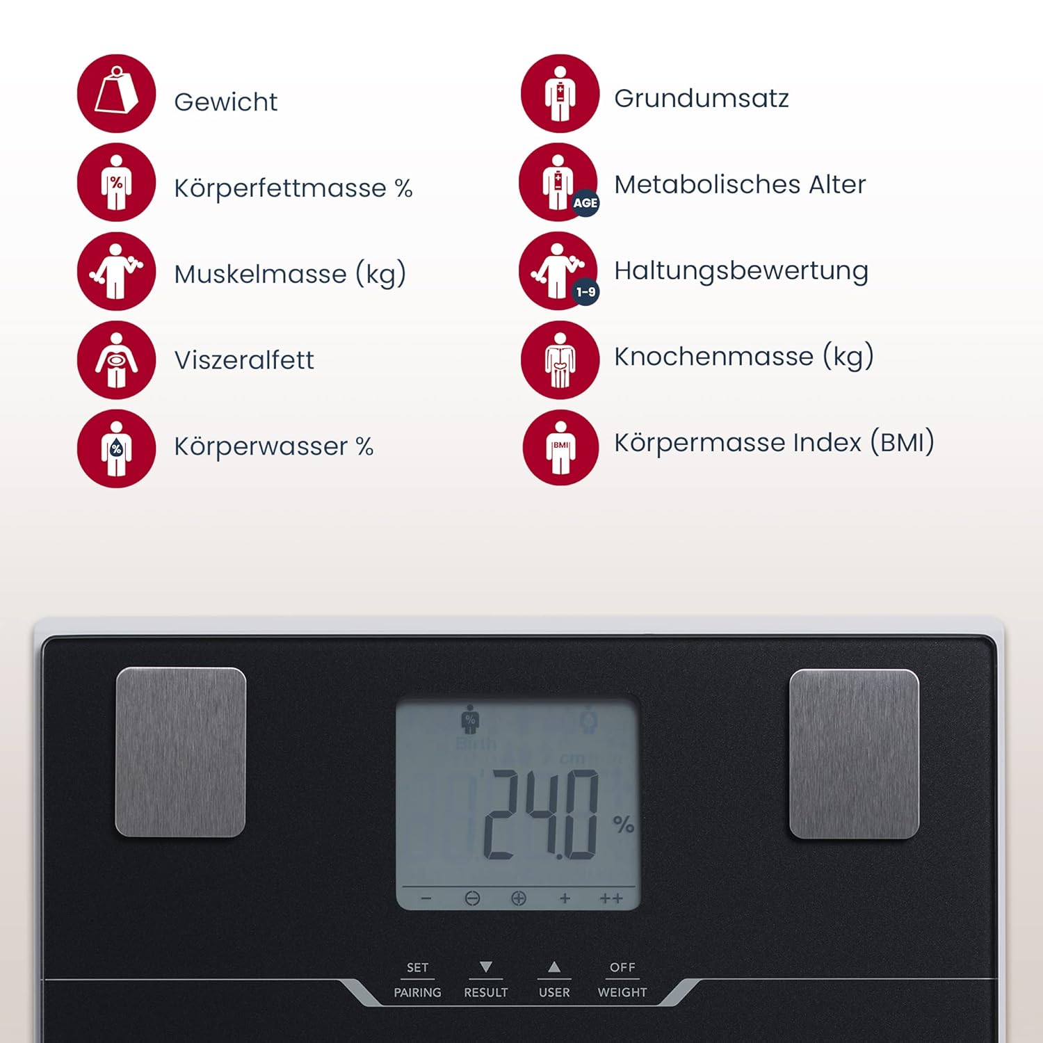 Tanita BC-401 Körperanalysewaage mit Bluetooth – Digitale Personenwaage für präzise Körperanalyse | Waage mit Körperfett- und Muskelmasse, Smart App, automatische Benutzererkennung, Schwarz – Bild 7