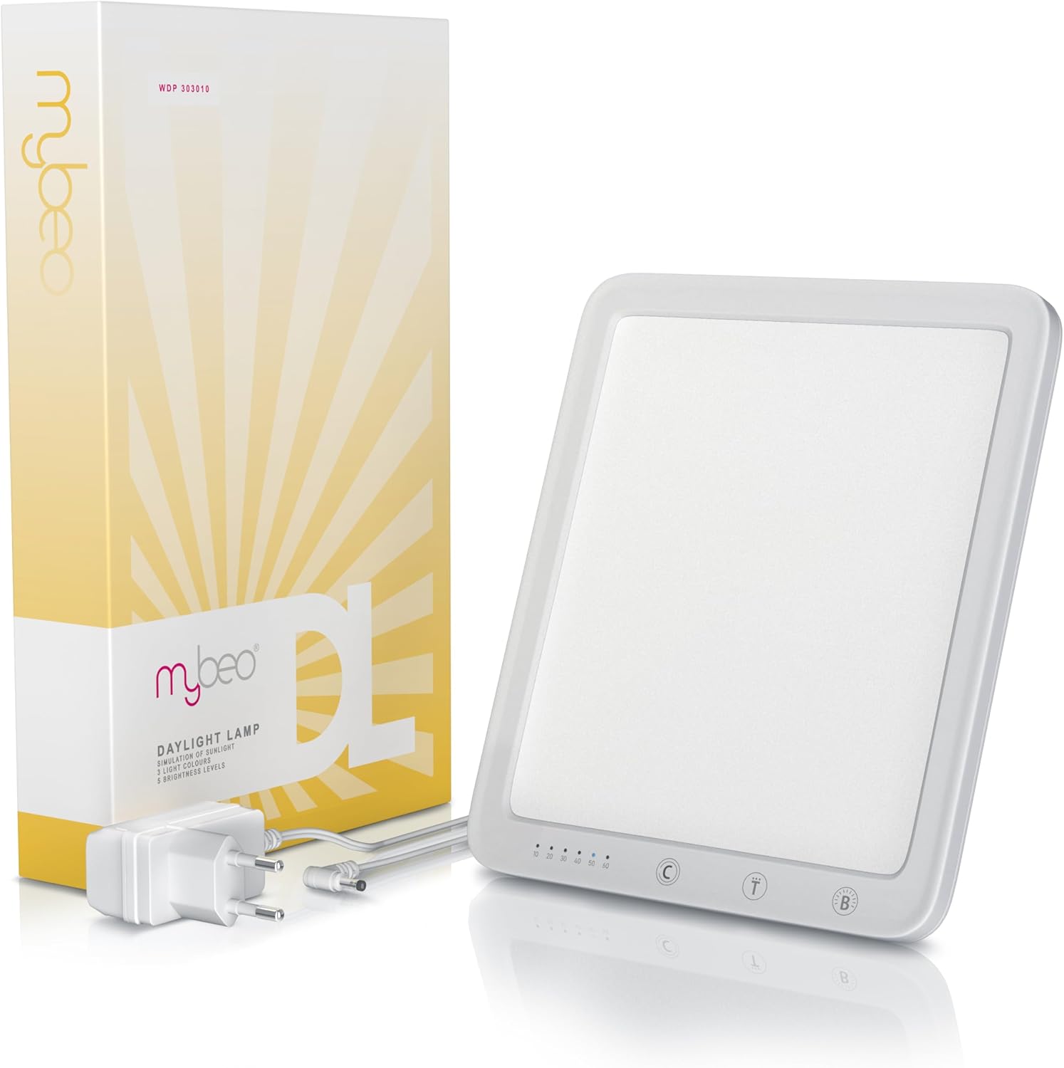 CSL – Tageslichtlampe 10000 Lux dimmbar – LED-Lichttherapie – Tageslichtlampe mit LED-Technologie – simuliertes Tageslicht für den Schreibtisch – 5 Helligkeitsstufen – 3 Lichttemperaturen – Timer – Bild 7