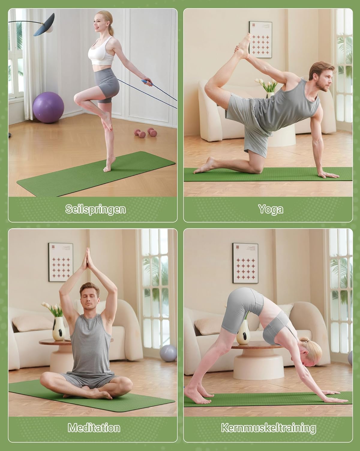 Good Nite Gymnastikmatte, Yogamatte, Fitnessmatte, rutschfeste Trainingsmatte, Sport-Gymnastikmatten, Pilates-Matte, Bodenturnmatte mit Tragegurt, 183 x 61 x 0,6 cm – Bild 3