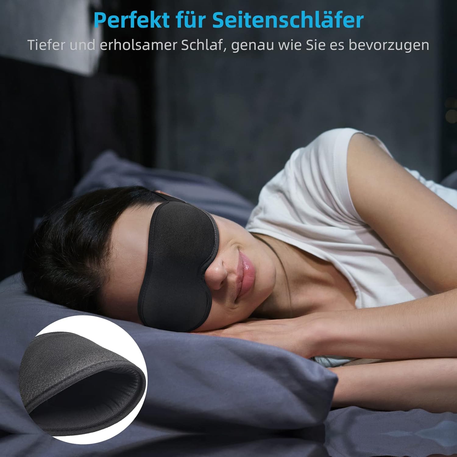 2026 Innovative Schlafmaske für Männer und Frauen, 99,99 % lichtblockierend, ergonomisch, verstellbare Augenmaske mit Ohrstöpseln, Schlaf, Nickerchen, Meditation, Reisen, bequemer Schlaf (schwarz) – Bild 2