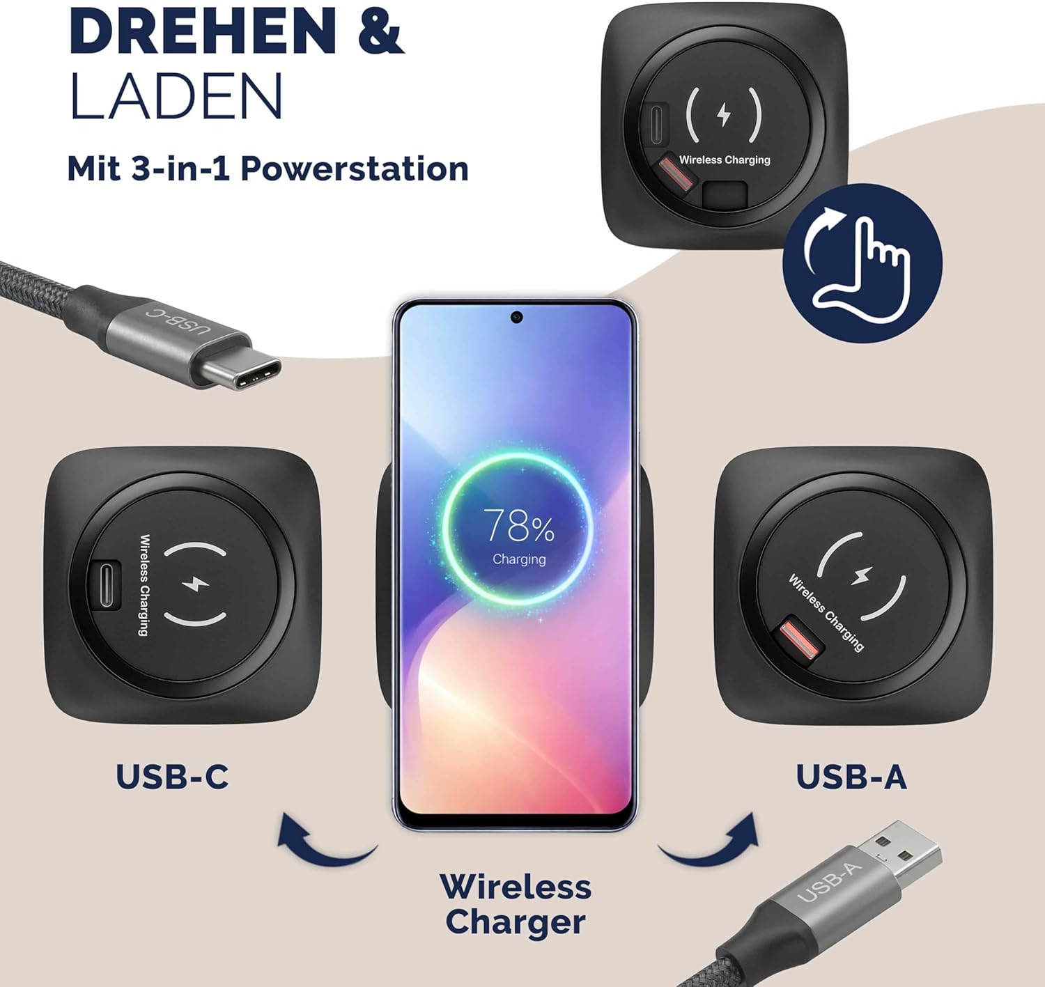 Casaria Höhenverstellbarer elektrischer Schreibtisch 140 x 70 cm mit kabellosem Ladegerät & USB-C/A-Anschluss, LCD-Display, Memory-Funktion, 80 kg Tragkraft, ergonomisch, Beige – Bild 3