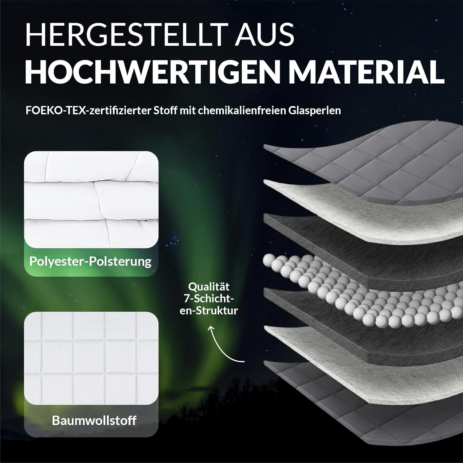 Polar Night Gewichtsdecke für Erwachsene 135 x 200 cm, 7 kg – Gewichtsdecke für Tiefschlaf, schwere Decke, Therapiedecke aus 100 % Baumwolle, Entspannungsdecke Öko-Tex 100 Standard-Bettdecke – Bild 3