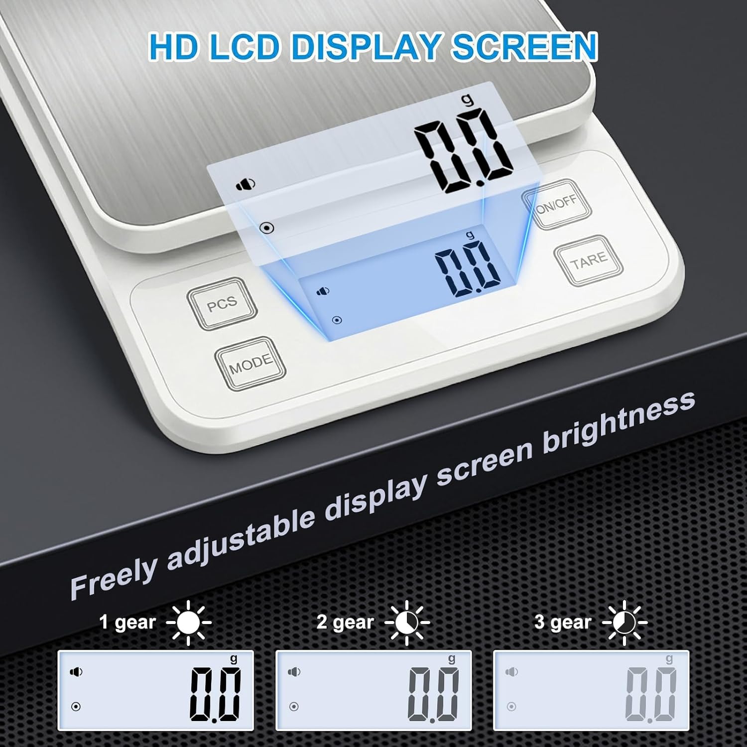 Diyife IP67 wasserdichte Küchenwaage, 0,1 g/10 kg, hochpräzise Küchenwaage, 10 Einheiten wiederaufladbar, Tara einstellbar, automatische Abschaltung, LCD-Display, Stummschaltung, Zählfunktion – Weiß – Bild 7