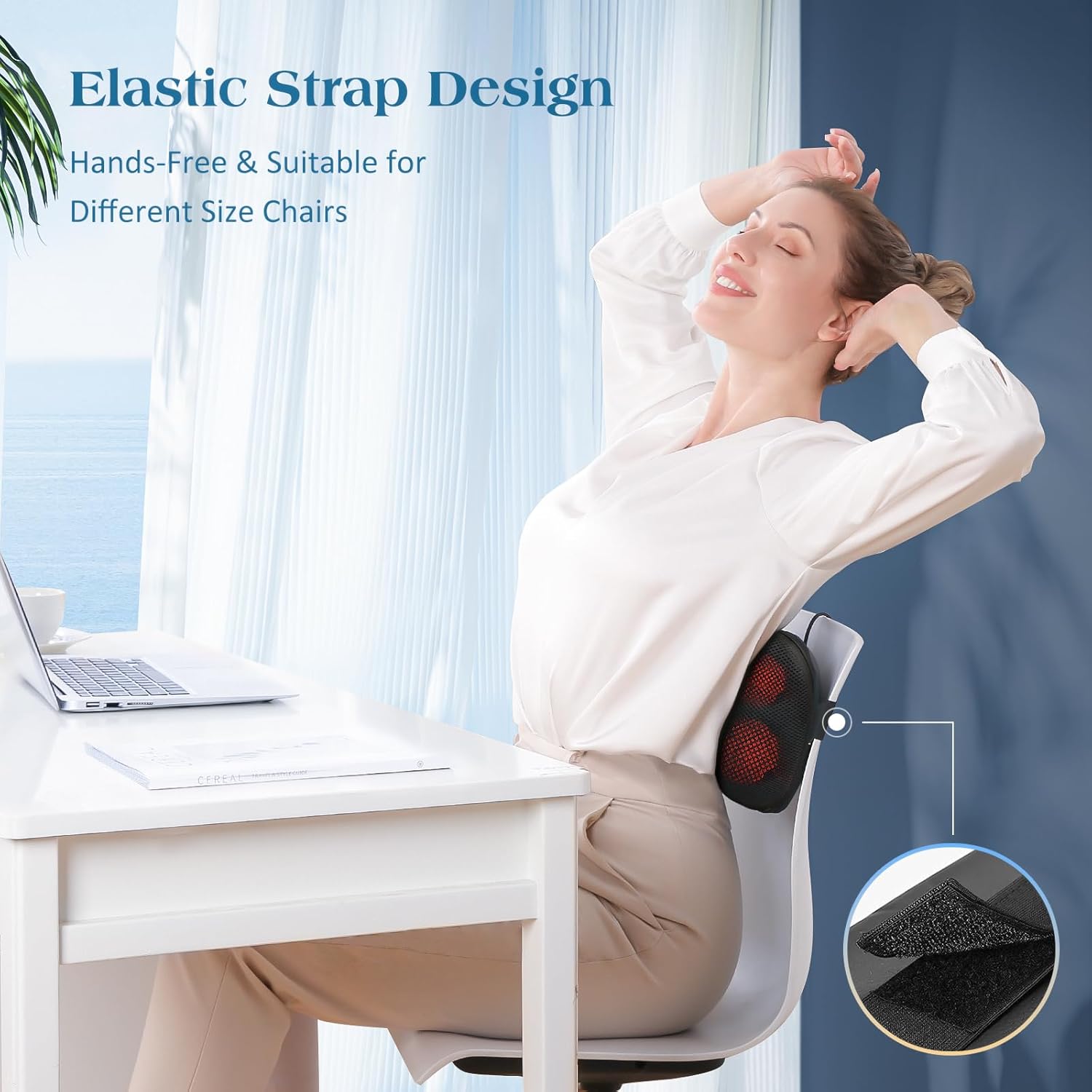 Shiatsu-Massagegerät, Nackenmassagekissen mit Wärmefunktion und 3D-rotierendem Stoffkneten, elektrisches Rückenmassagegerät für Nacken, Schulter, Bein, Wade, Taille, Entspannung zu Hause, im Büro – Bild 6