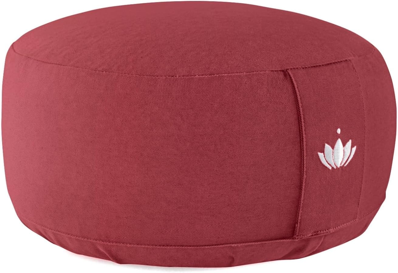 Lotuscrafts Meditationskissen LOTUS – Höhe 15 cm – Dinkelfüllung – waschbarer Bezug aus Bio-Baumwolle – Bodenkissen Meditation – Yogakissen – Meditationskissen – Yogakissen – GOTS zertifiziert