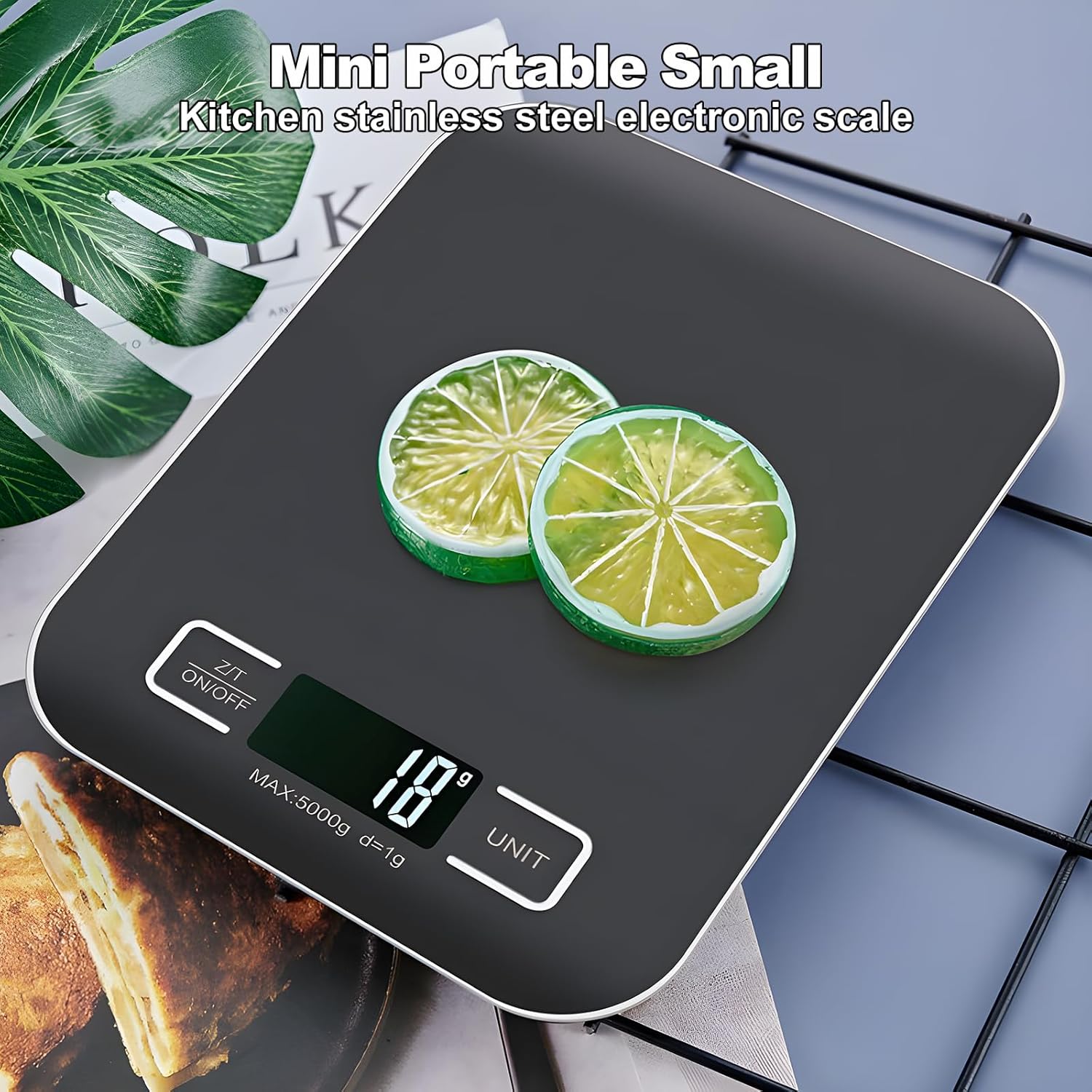 Digitale Küchenwaage, 10 kg/1 g, USB-Küchenwaage, digitale Küchenwaage mit LED-Anzeige und Tara-Funktion, multifunktionale Lebensmittelwaage zum Backen und Kochen, Schwarz – Bild 3