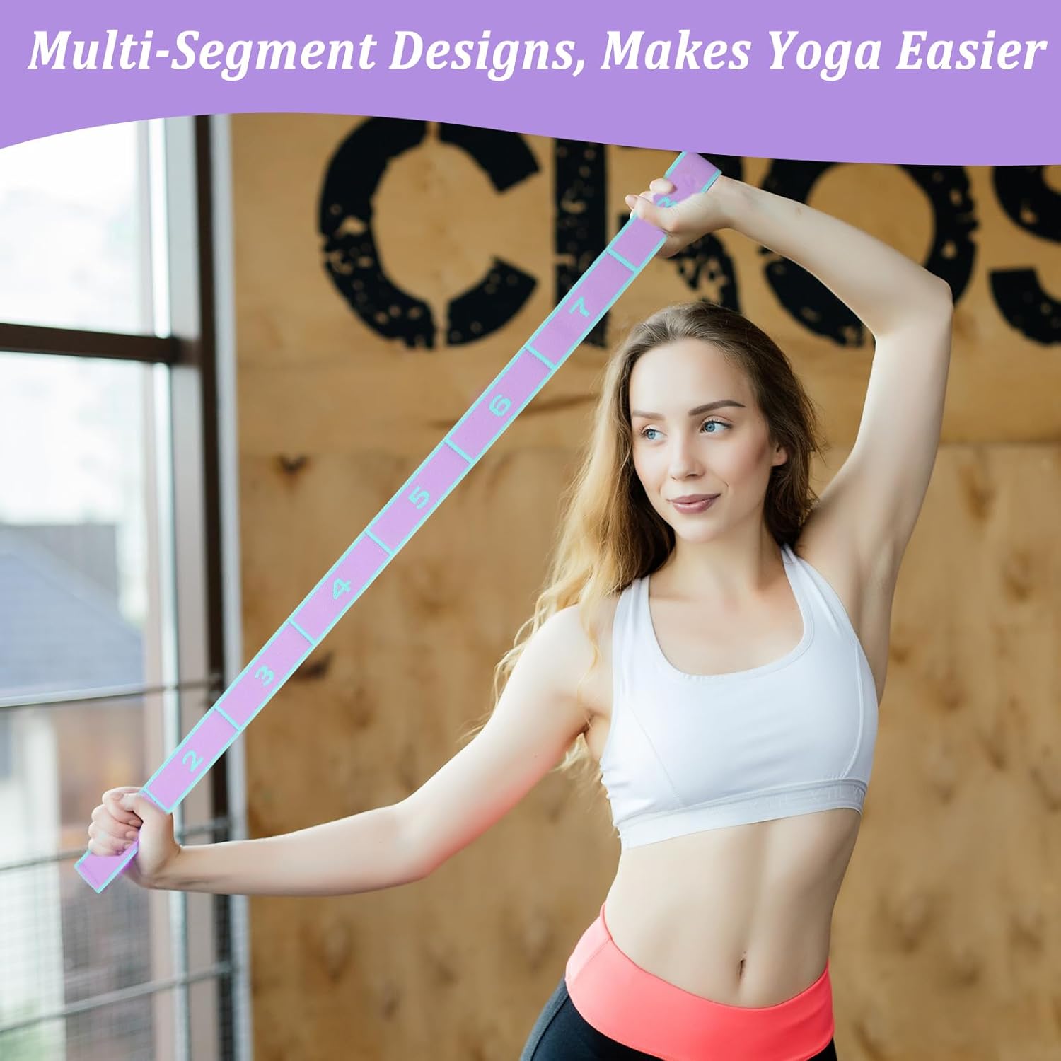 Yoga-Stretching-Band mit 8 Schlaufen, Yoga-Stretching-Gurt, Fitness-Bänder, Fitness-Stretchband mit Schlaufen, Stretch-Gurt, hochelastisches Gymnastikband, Upgrade Extend Tension Band – Bild 5