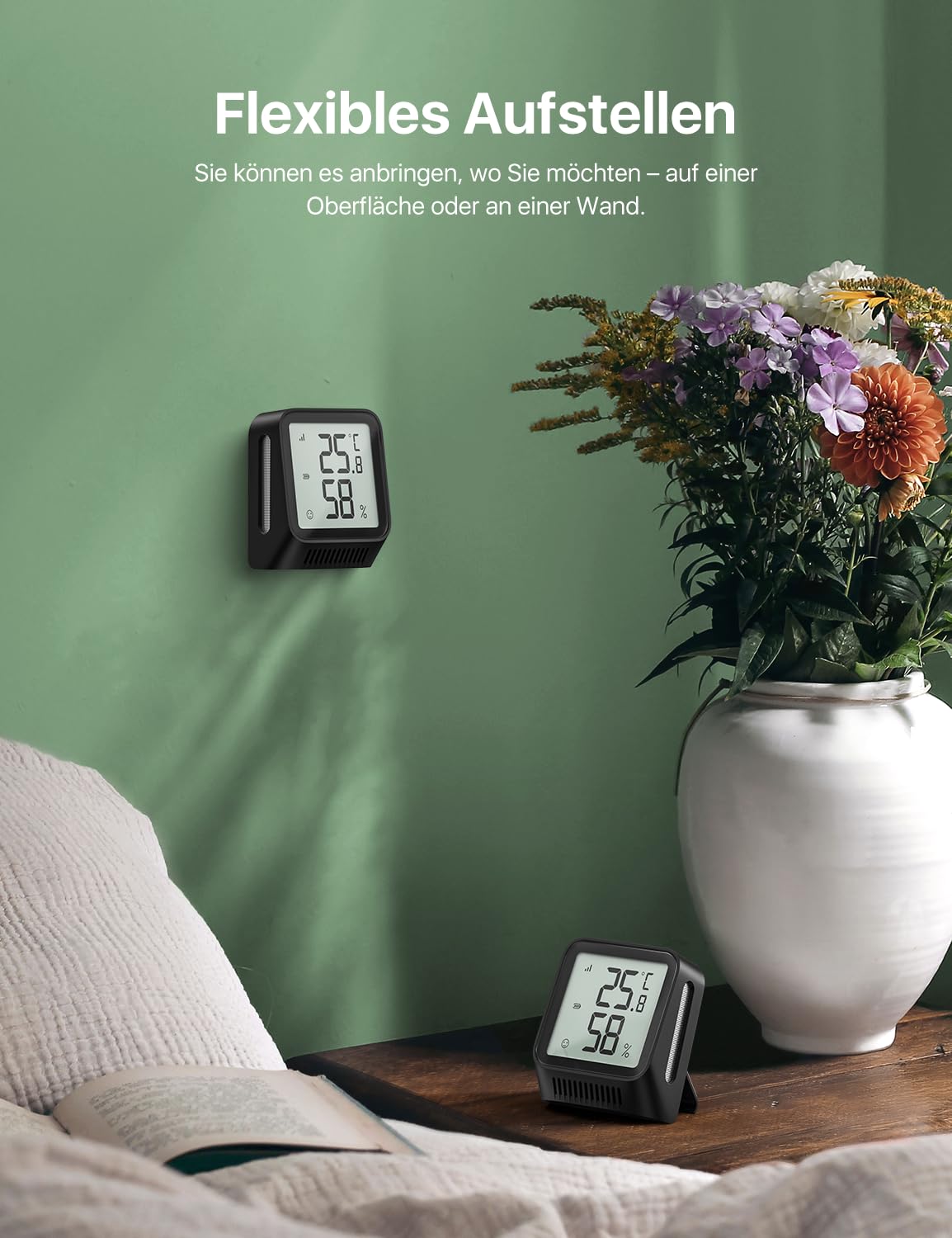 X-Sense WLAN-Thermometer-Hygrometer-Innenraumthermometer mit X-Sense-App, angepasster Komfortbereich, Thermo-Hygro-Datenlogger, Smiley-Anzeige, kompatibel mit Alexa, STH0A – nur mit Basisstation – Bild 2